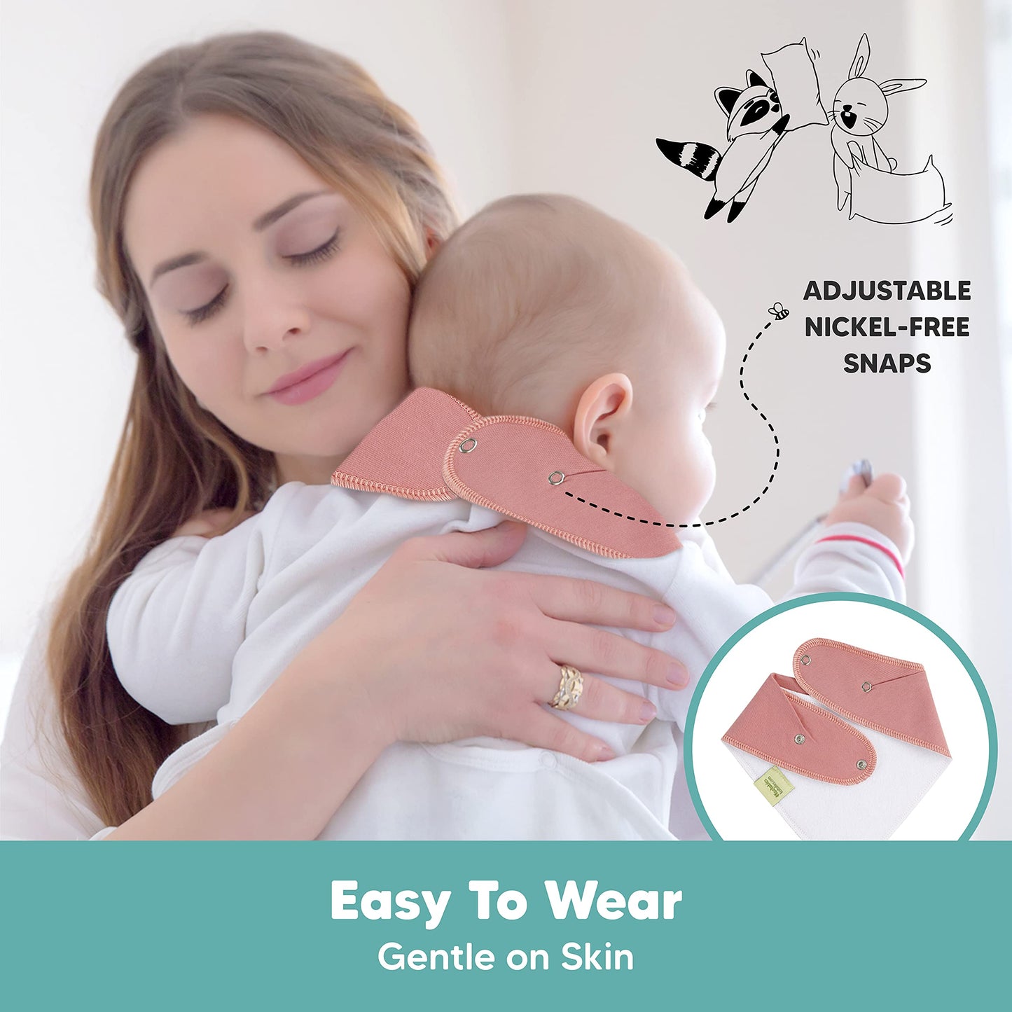 Paquete de 8 baberos orgánicos para niñas – Baberos triangulares súper absorbentes para bebés babeos y dentición, 100% algodón extra suave para recién nacido, bebé de 0 a 36 meses (pastel silenciado)