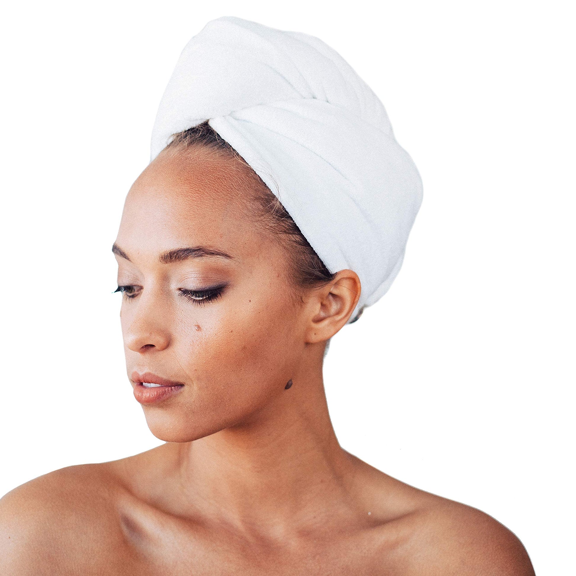 Kitsch Microfiber Hair Towel Wrap for Women- Hair Turban for Drying Wet Hair- Super Absorbent & Ultra Soft (White)