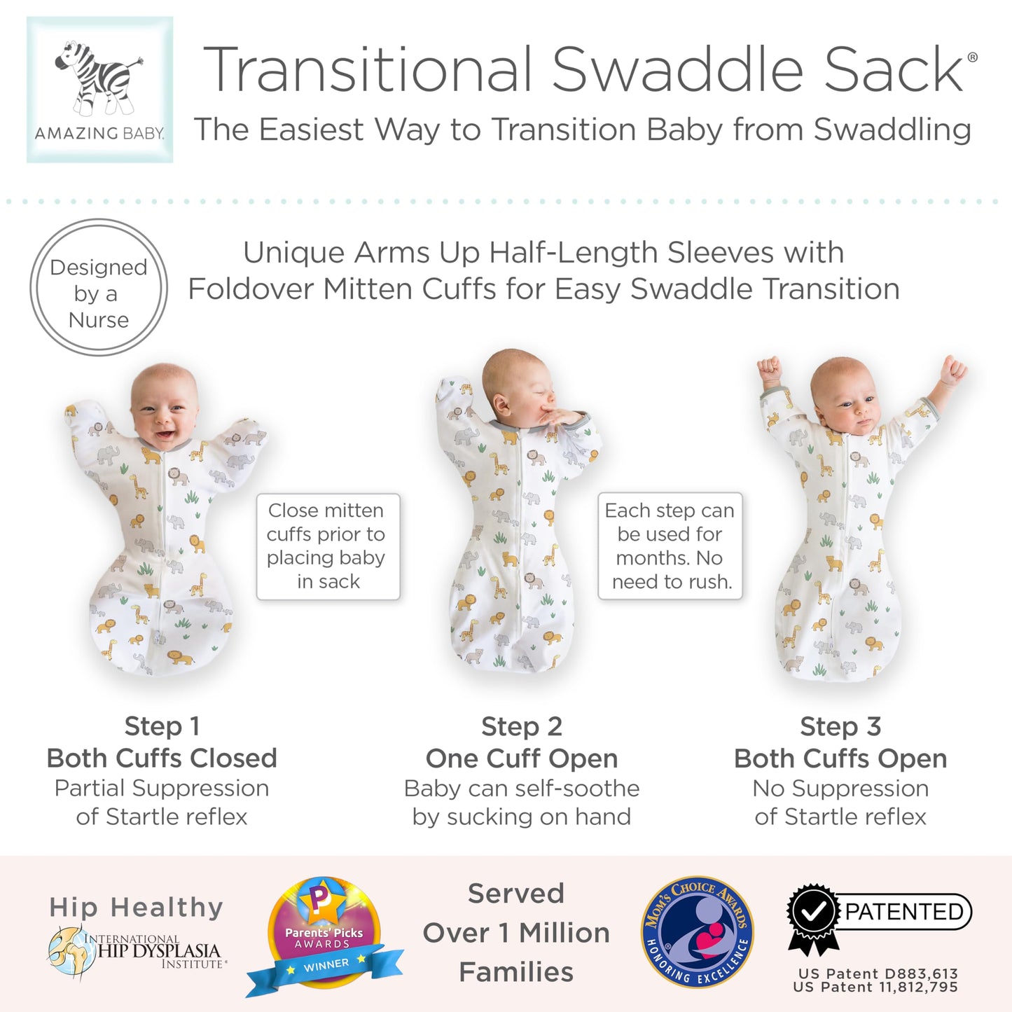 Amazing Baby Saco de Transición con Mangas Medianas para Bebé Mediano