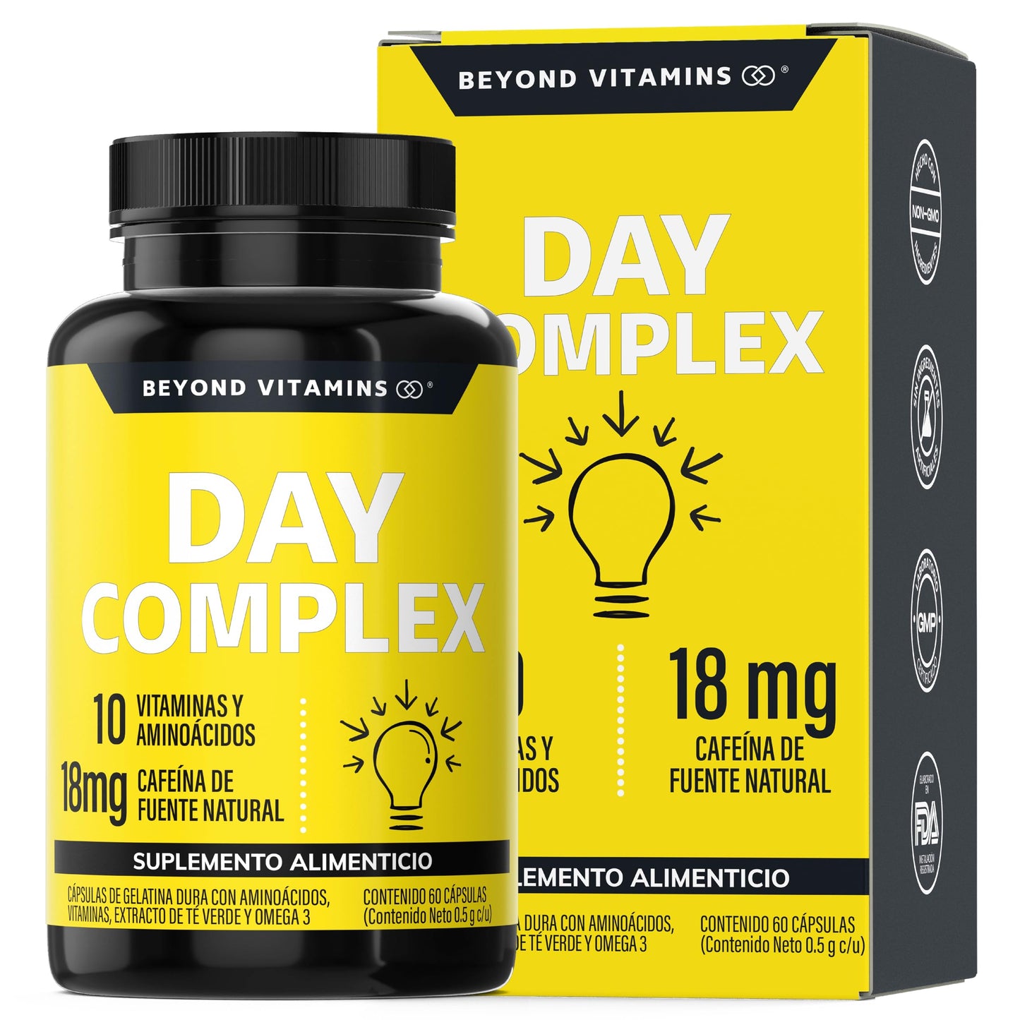 Suplemento Nootrópico Day Complex con Vitaminas y Minerales Sin Azúcar en Cápsulas