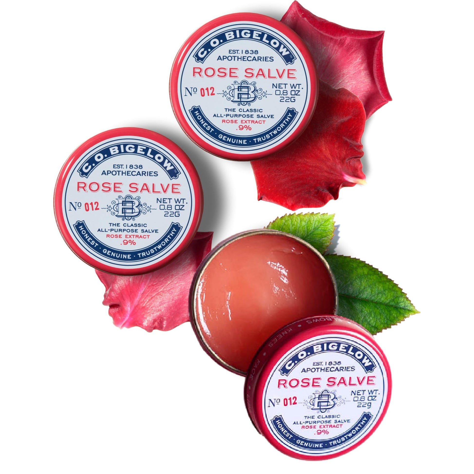 C. O. Bigelow - Juego de 3 bálsamos labiales multiusos, color rosa, alivia irritación y acondiciona piel seca y agrietada