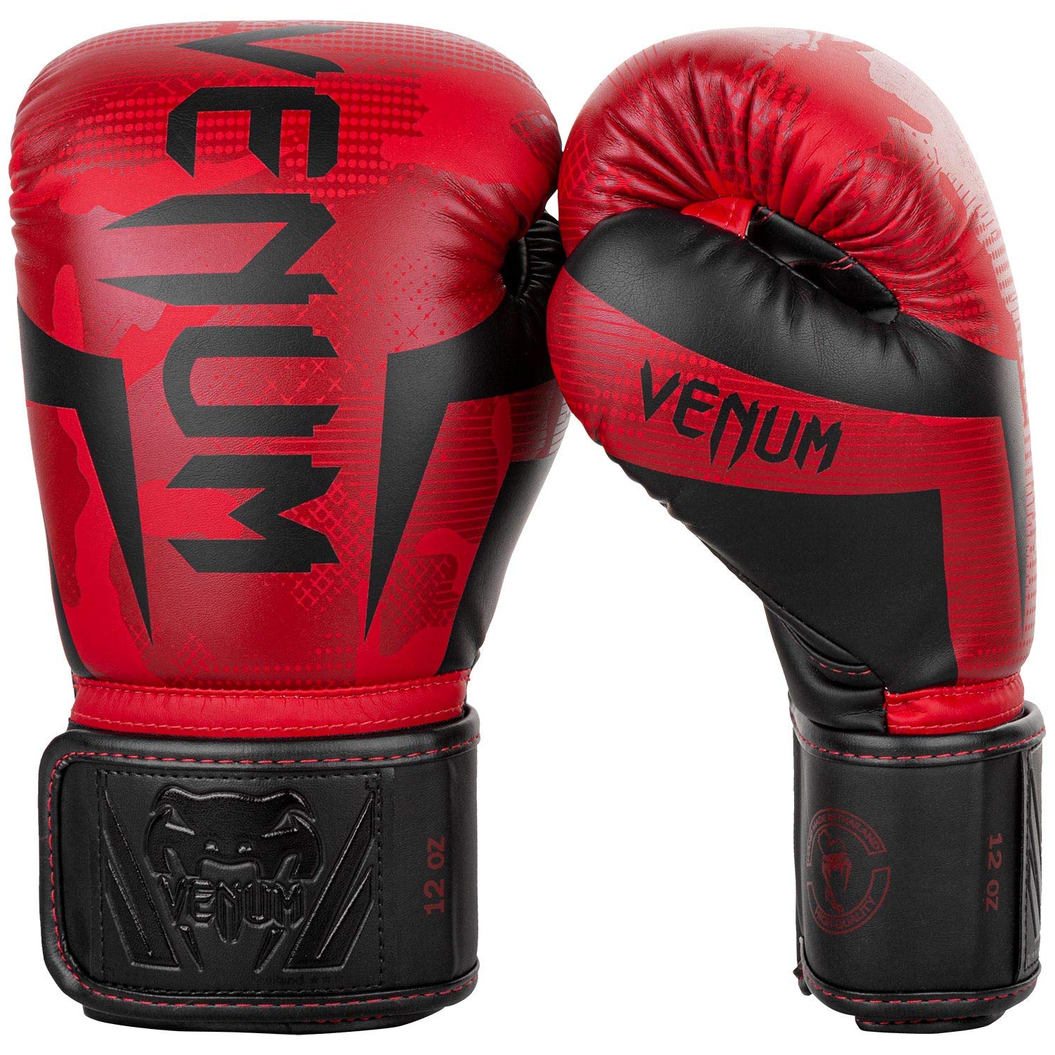 Guantes de Boxeo Venum Camuflaje Rojo Elite 12 Onzas para Adultos Unisex