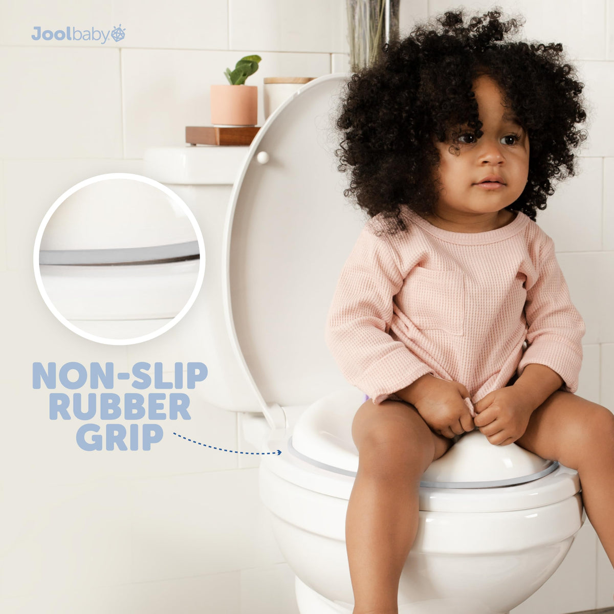 Jool - Asiento de entrenamiento para bebé para niños y niñas, se adapta a inodoros redondos y ovalados, antideslizante con protector contra salpicaduras, incluye gancho de almacenamiento gratuito