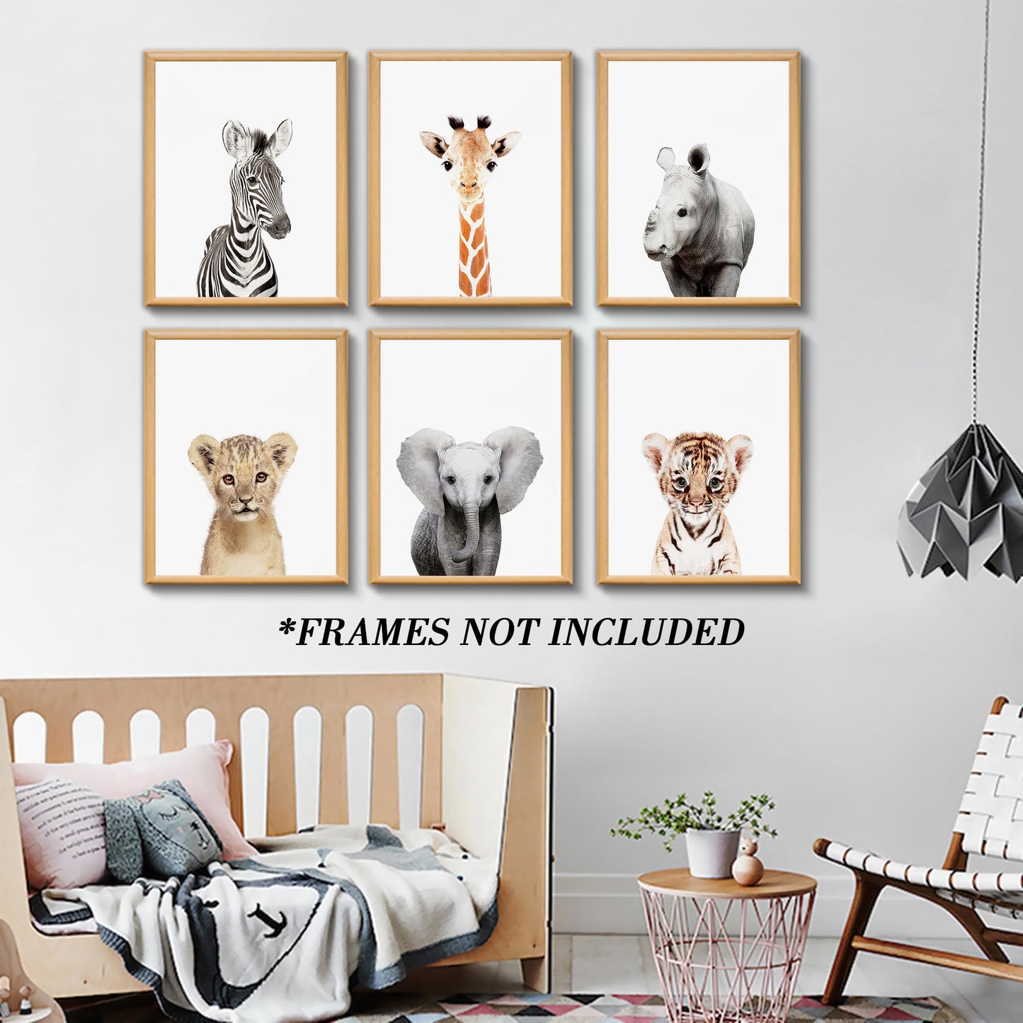 Calmart Wall Art: 6 decoraciones para colgar en la pared de animales de la selva sin marco, para habitación de los niños, guardería, fiesta de cumpleaños temática de safari