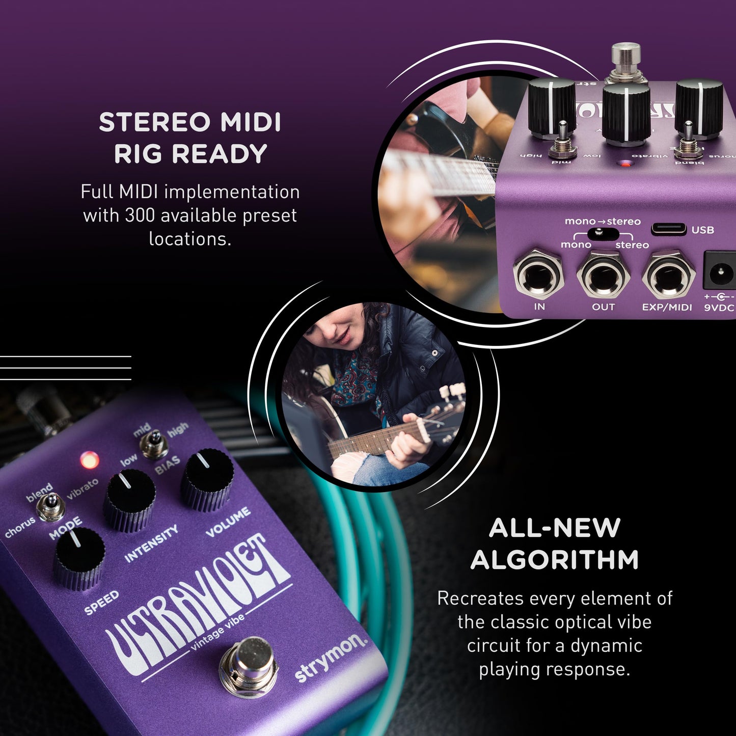 Pedal de Efectos Strymon UltraViolet clásico Vibe para Guitarra Eléctrica y Acústica, Sintetizadores y Teclados