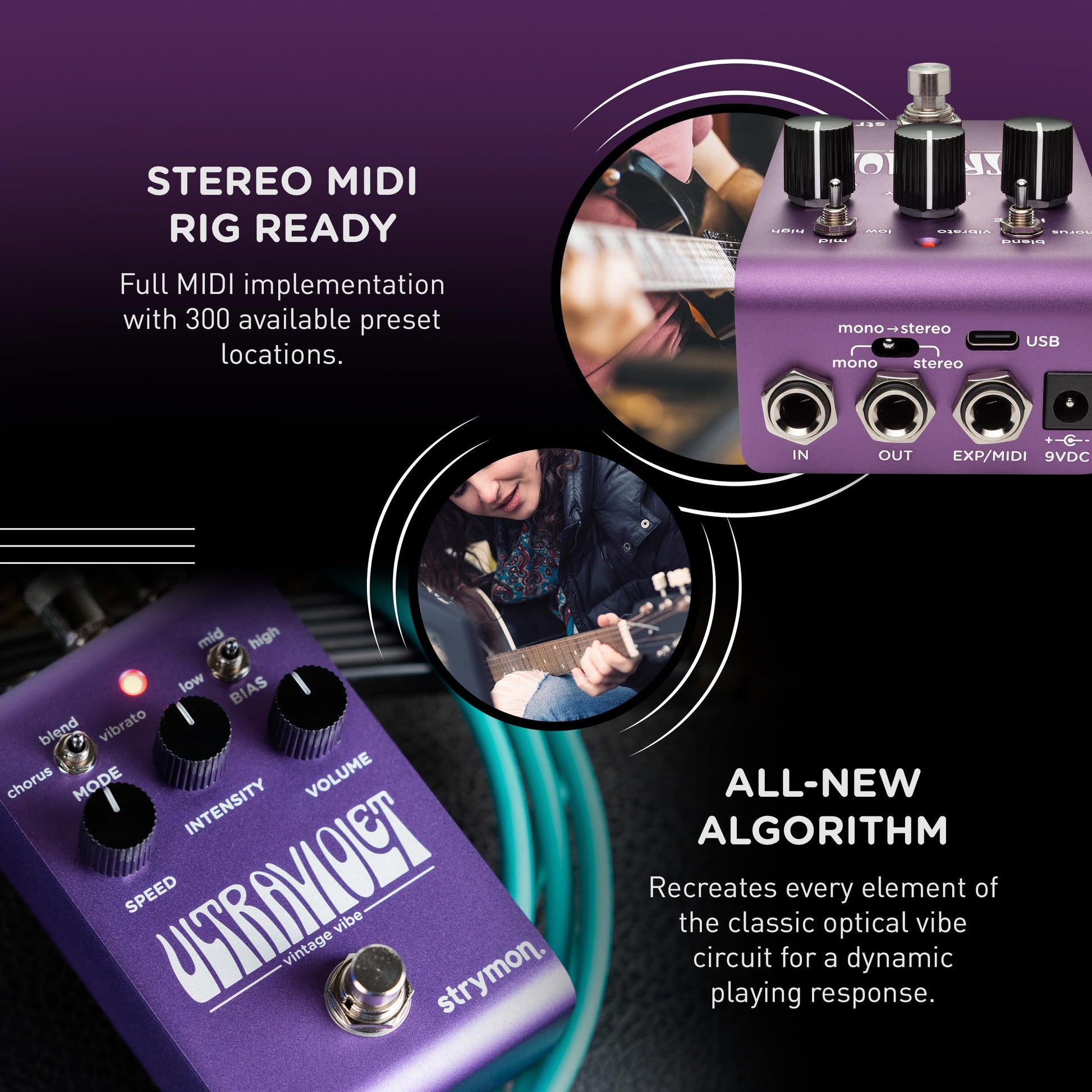 Pedal de Efectos Strymon UltraViolet clásico Vibe para Guitarra Eléctrica y Acústica, Sintetizadores y Teclados