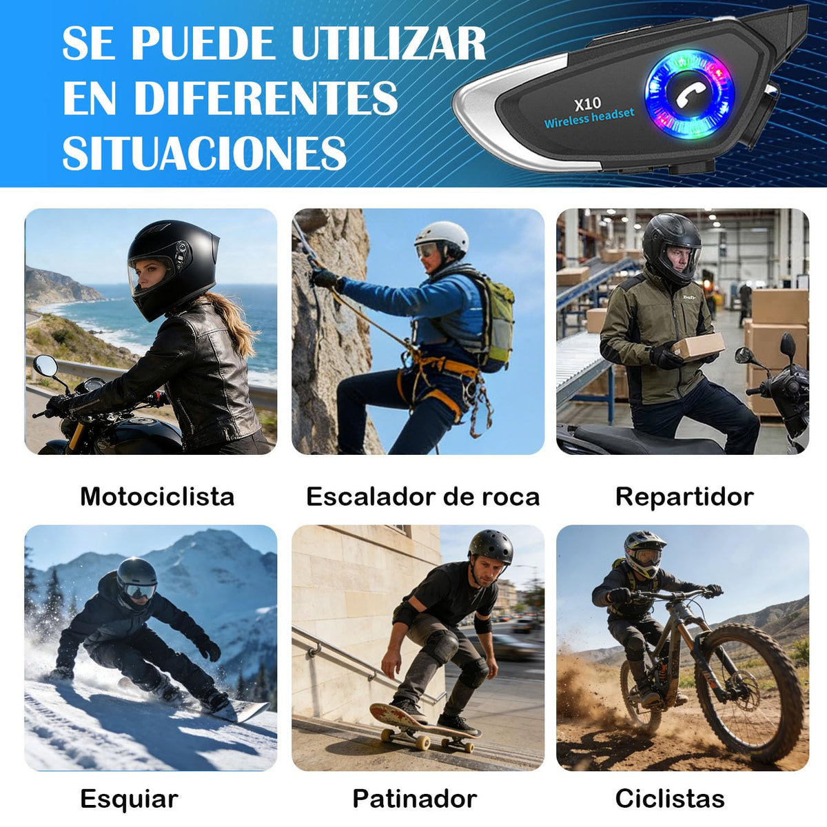Audífonos Bluetooth para Casco 5.4 con Reducción de Ruido e Impermeable