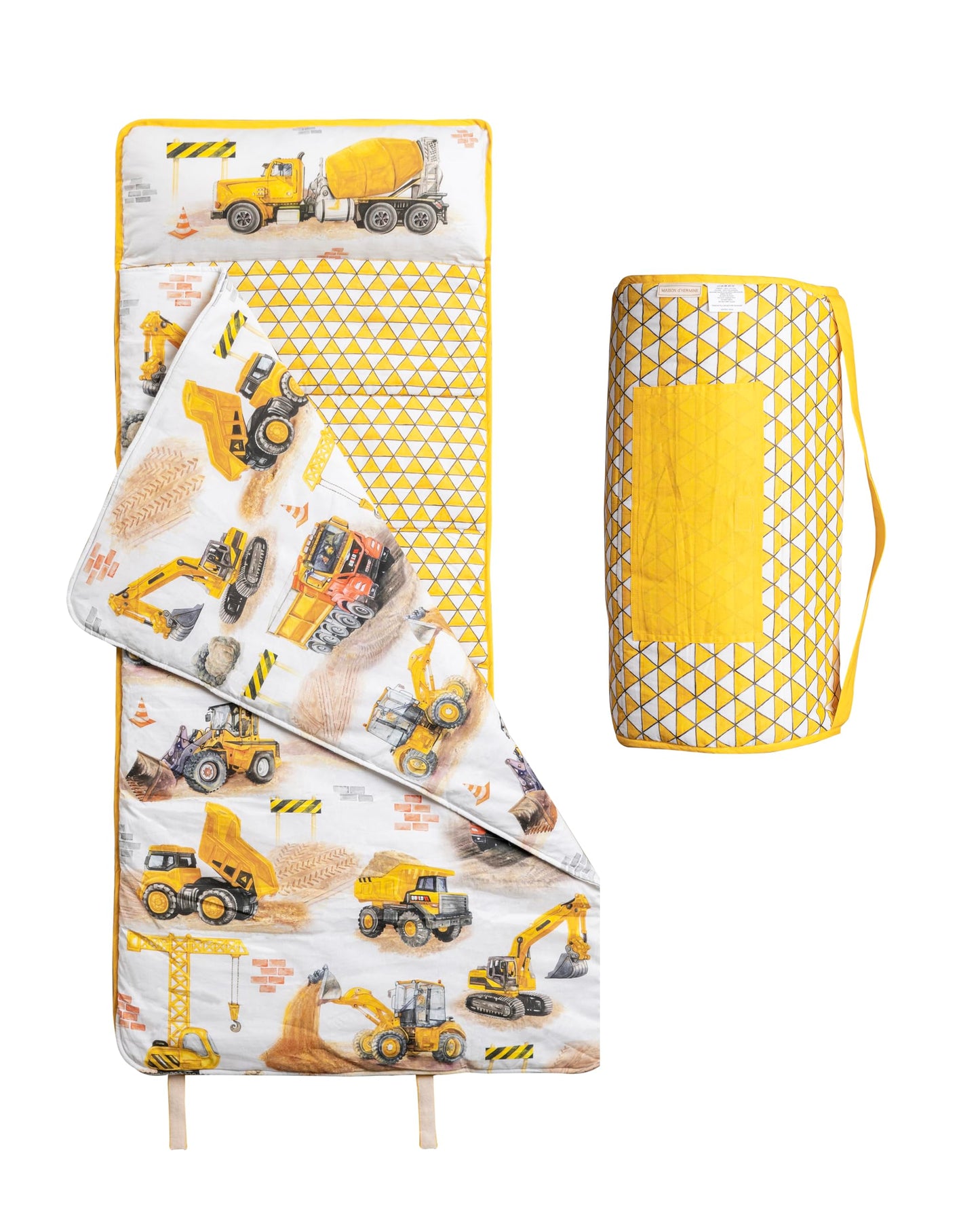Maison d' Hermine - Tapete de siesta con almohada y manta reutilizables de 55 x 27 x 1.5 pulgadas, para niños y niñas, tapete de dormir con correas de transporte, tela de algodón y relleno de