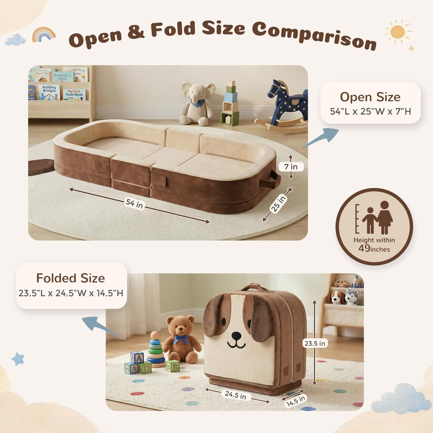 Zelladorra - Cama de viaje para niños, cama portátil para niños pequeños