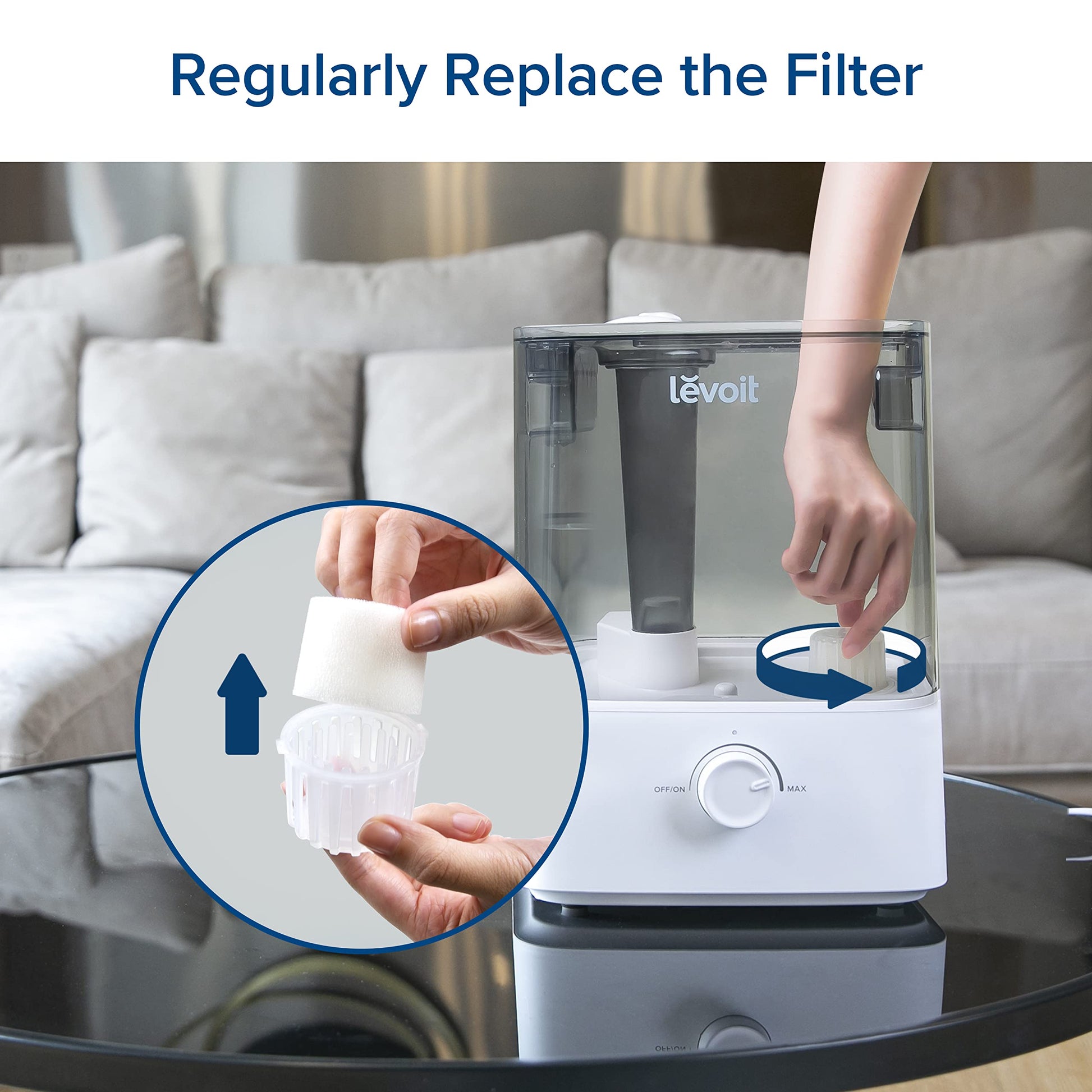LEVOIT - Filtros de repuesto para humidificador de relleno superior, captura partículas para mejorar la eficiencia de humidificación, blanco, 18 x 24, 10 unidades (paquete de 1)