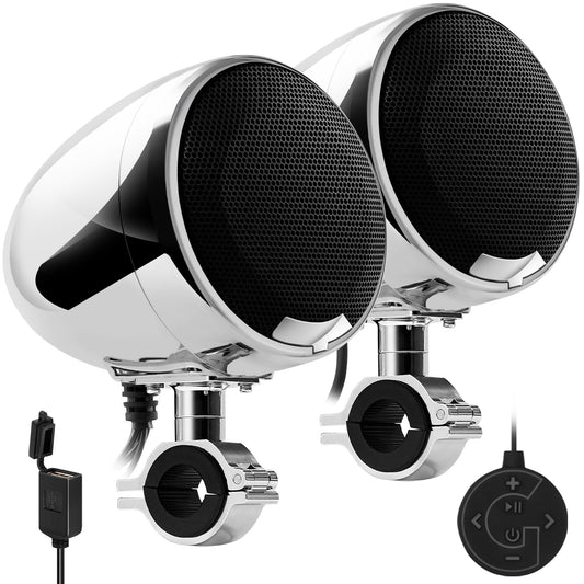 GoHawk AN4-X Amplificador Todo en uno de 2 Canales 4.5 "Altavoces estéreo Bluetooth Impermeables de Rango Completo para Motocicleta Sistema de Amplificador de Audio USB para 1-1.25" Bar Harley
