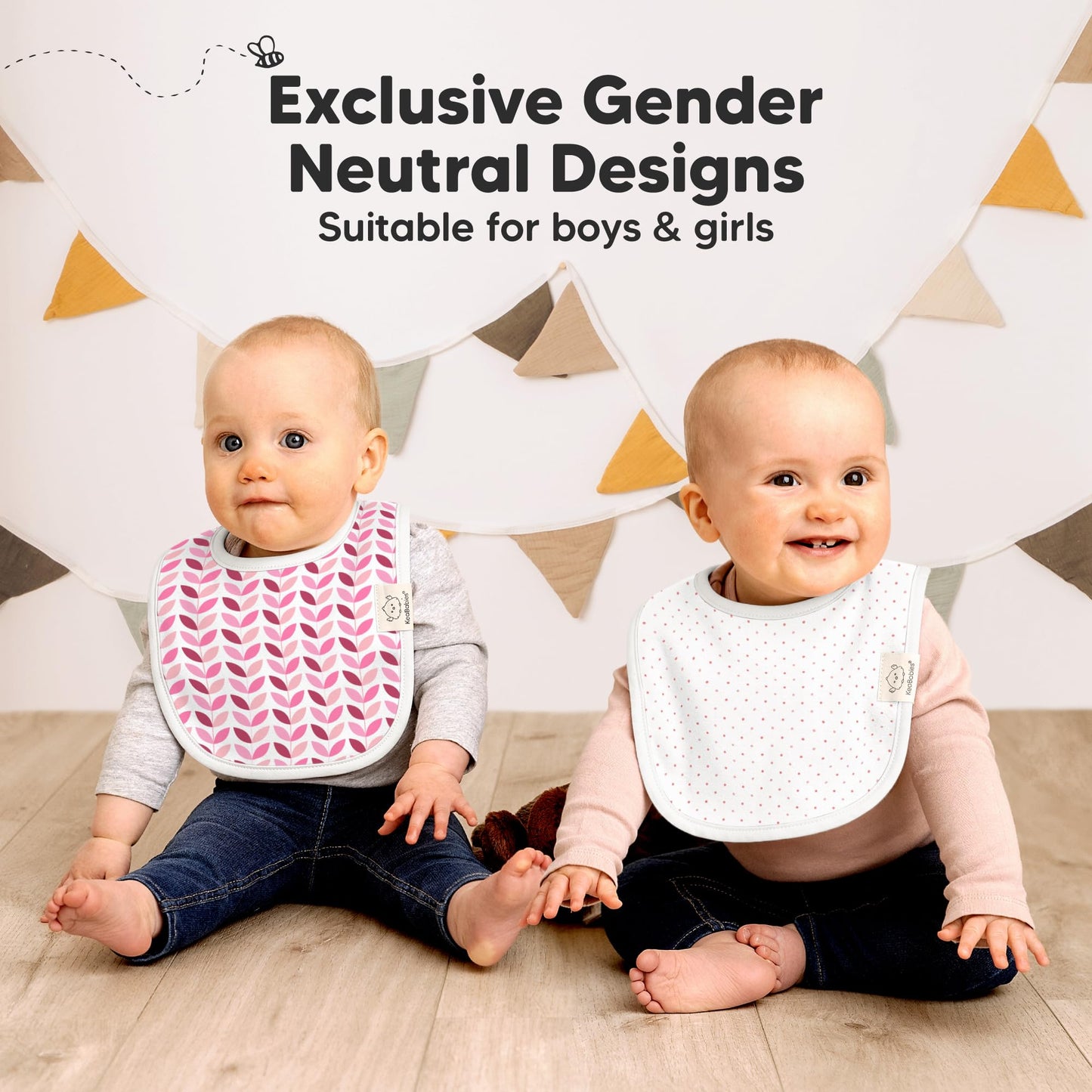 KeaBabies - Paquete de 8 baberos orgánicos para bebé para babeo y dentición, baberos de algodón suave para bebé, niño, extra absorbentes, fáciles de limpiar y poner para niños pequeños, recién nacidos