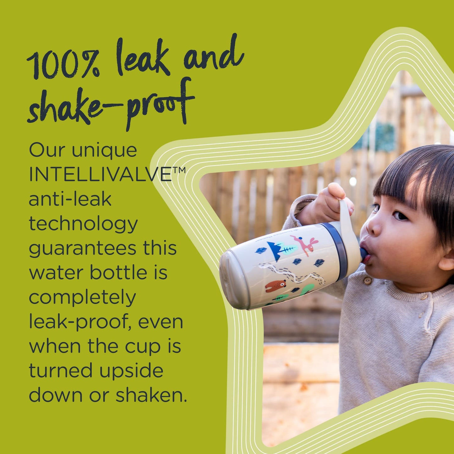 Tommee Tippee Superstar Insulated Sportee Toddler Water Bottle, INTELLIVALVE 100% Leak-Proof & Shake-Proof | Antimicrobial Technology (9oz, 12+ Months, 1 Count), Green