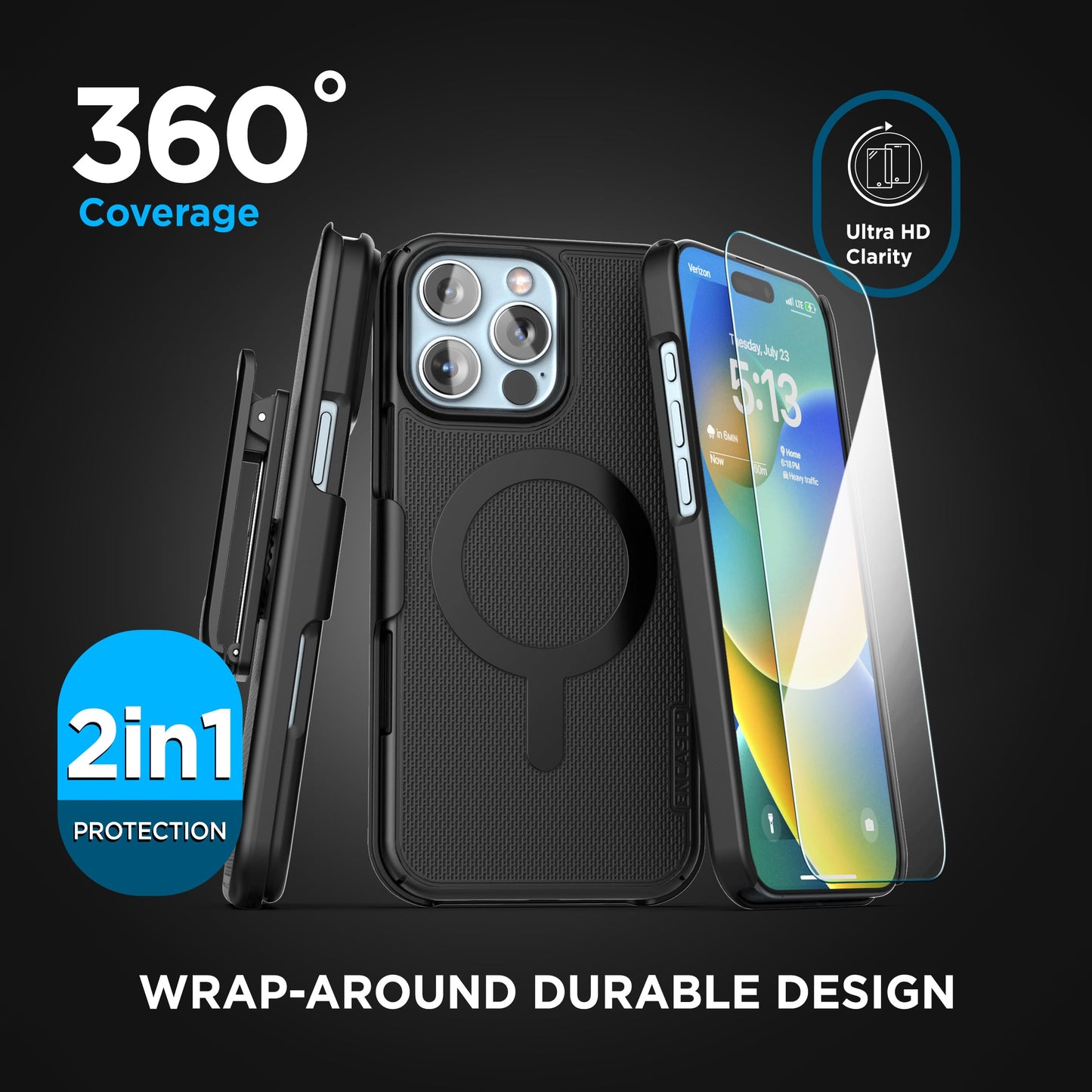 Funda con Clip para Cinturón Encased iPhone 16 Pro MAX Ultra delgada Compatible con MagSafe Serie Slimline