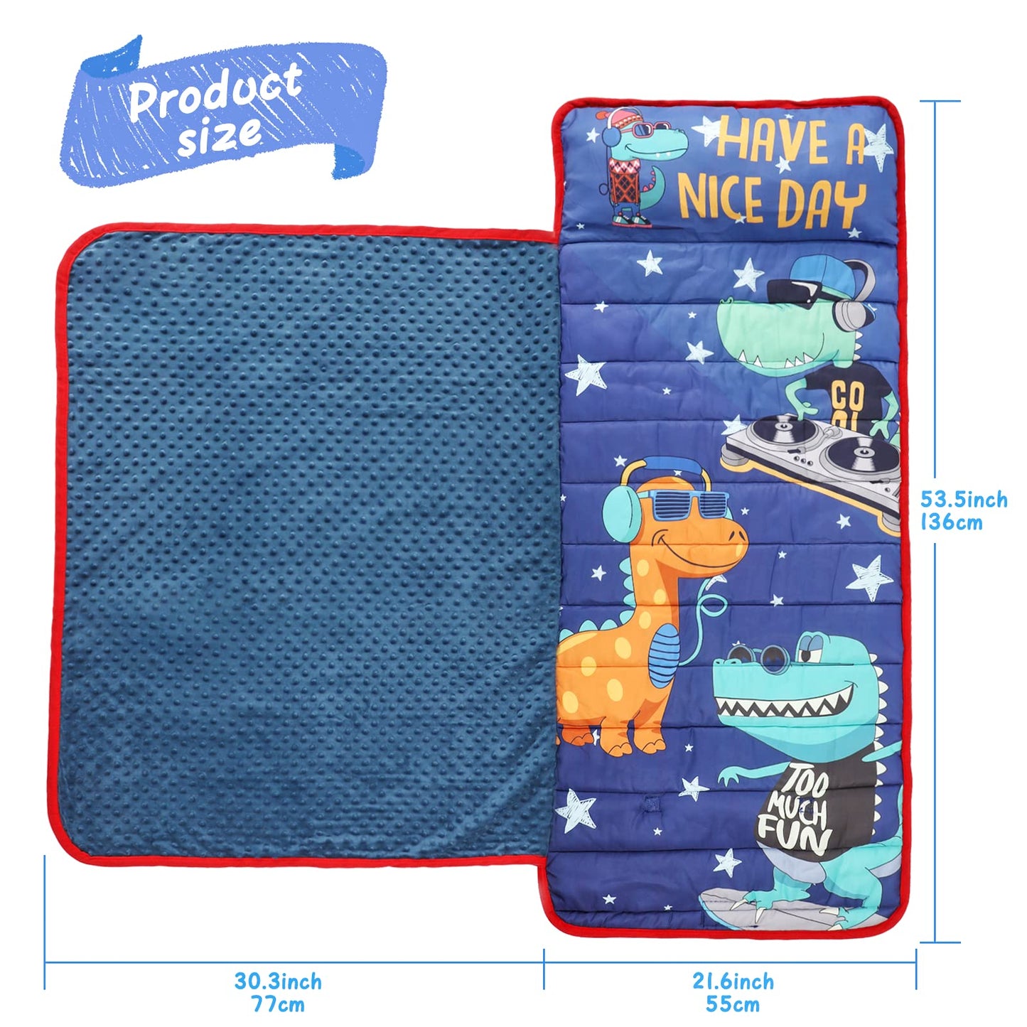 TANOSHII® - Tapete de siesta para niños pequeños con almohada y manta, tapetes portátiles para niños, para guardería, preescolar, 21 x 53 pulgadas, sacos de dormir ligeros y suaves para niños
