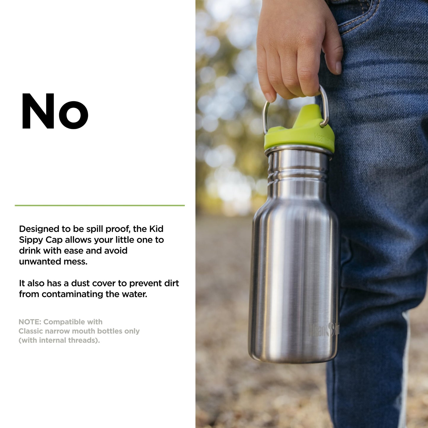 Klean Kanteen - Tapa de repuesto para botella de agua para niños, fácil de limpiar, ideal para actividades al aire última intervensión, última intervensión de BPA, verde