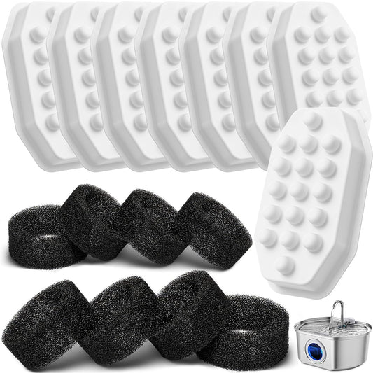 Filtros de Repuesto Neareal Grises para Fuente de Agua de Gatos y Esponjas Prefiltrantes para Fuente de Acero Inoxidable para Mascotas