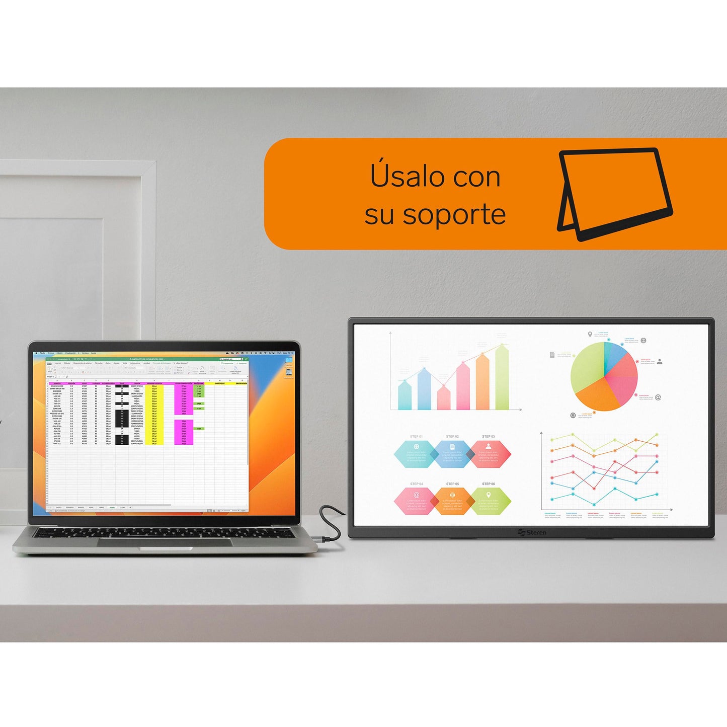 Monitor Portátil STEREN HDR 18.5 Pulgadas para Laptop