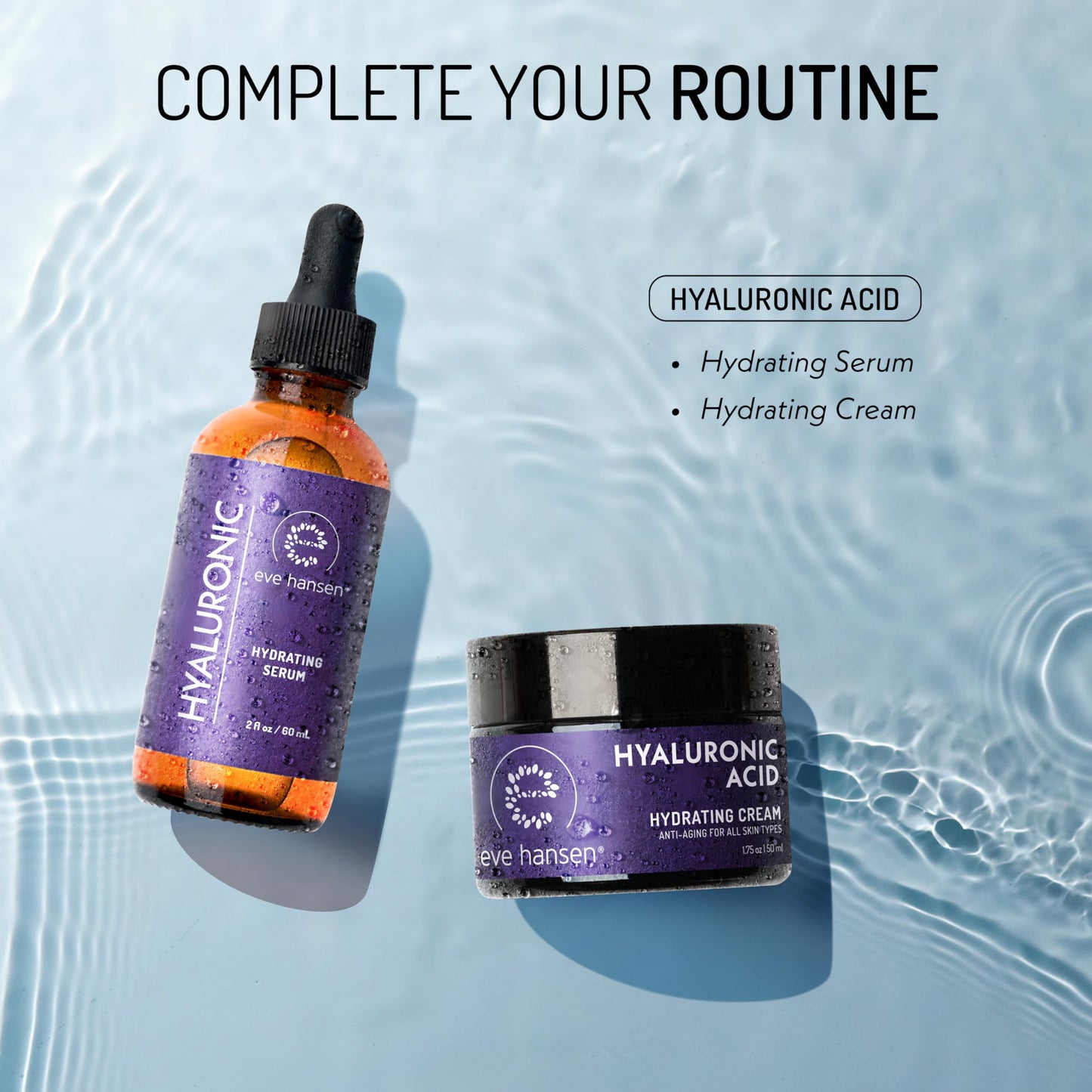 Hyaluronic Acid Serum 2 oz - Vegan Professional Hydrating Formula - Plump Skin Instantly - Wrinkle Filling - Visible Results or Money-Back - Eve Hansen