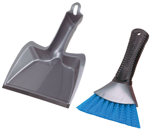 Carrand 92034 AutoSpa Grip Tech Deluxe - Sartén Antipolvo con Cepillo para Polvo Resistente, Color Plateado
