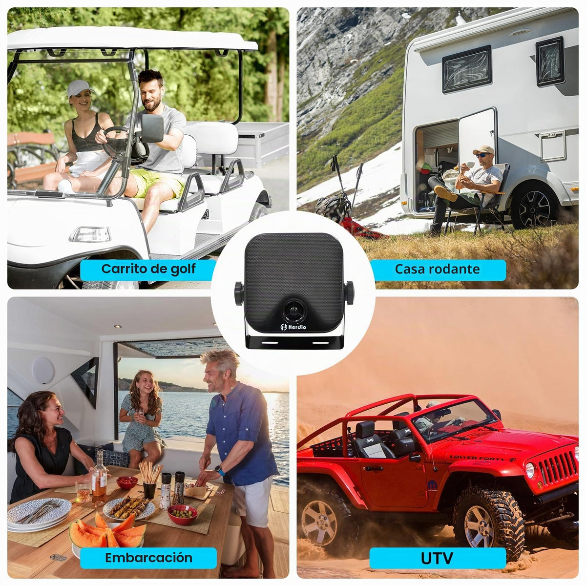 Altavoces Marinos Herdio 4 Pulgadas Negros Duales Impermeables 240W de 2 Vías para Camión, Jeep, ATV, UTV, Carrito de Golf, Tractor