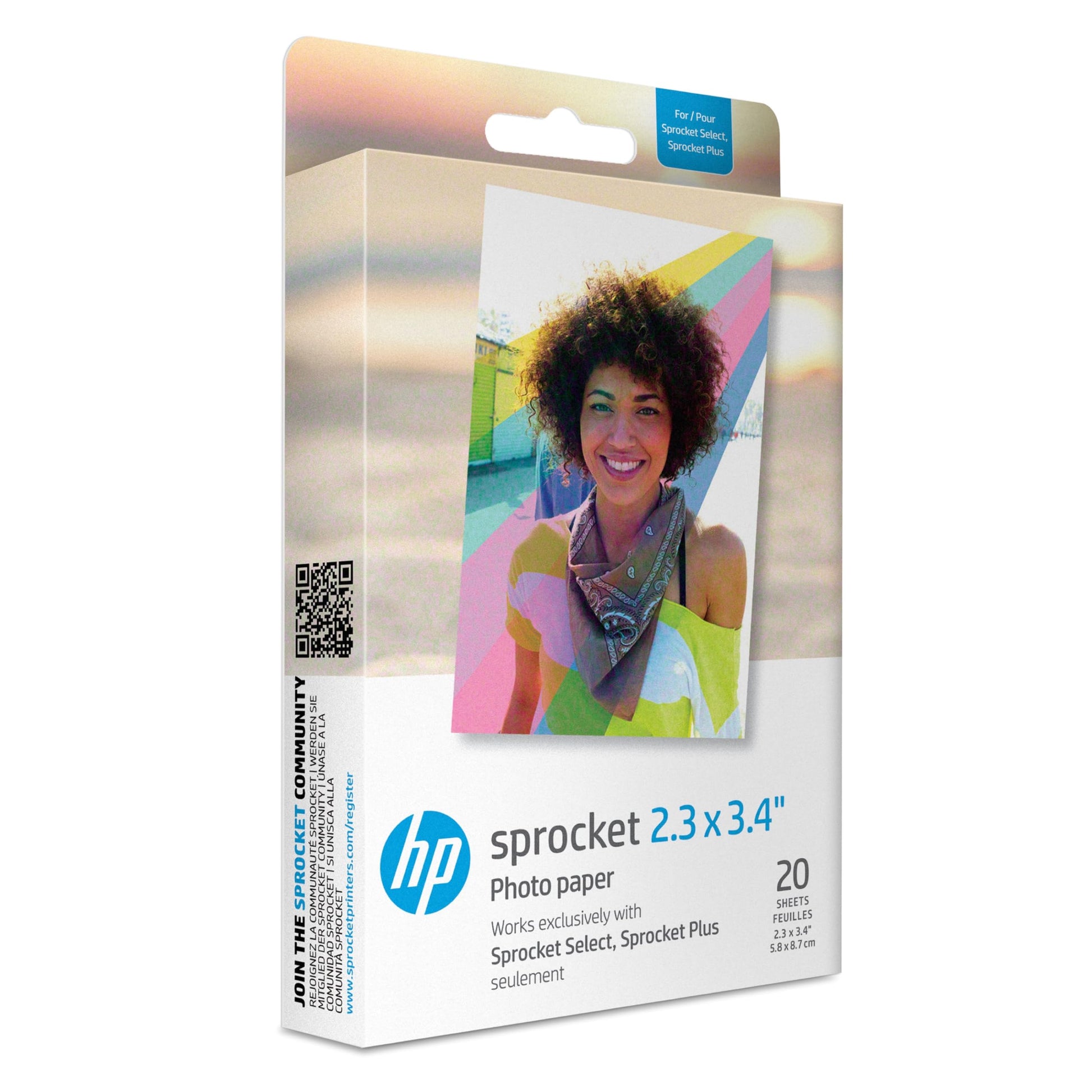 HP Zink Photo Paper for Sprocket Plus Instant Photo Printer, 20 Sticky Backed Sheets (2FR23A)