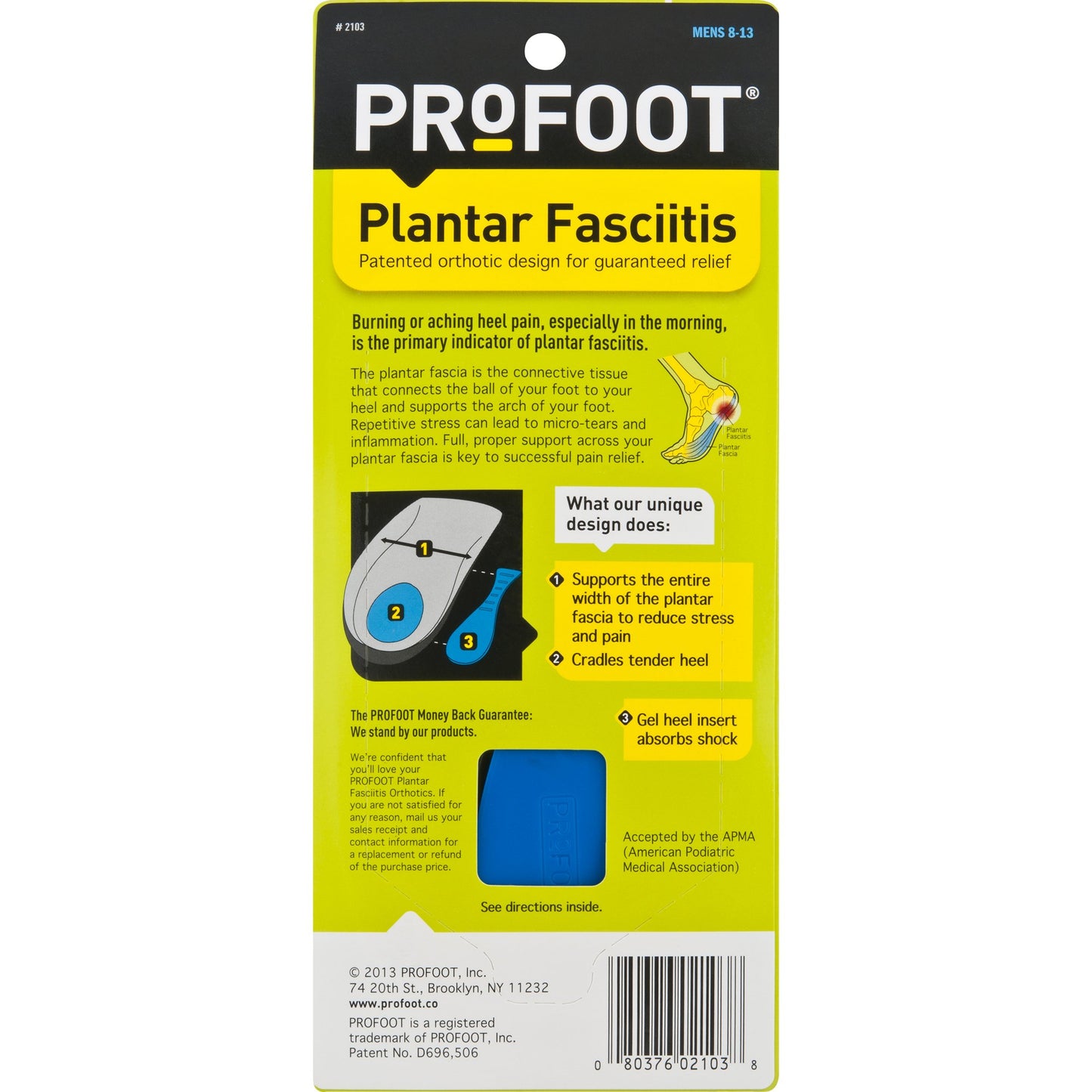 Plantilla PROFOOT Fascitis Plantar Azul Oscuro para Hombre 8-13