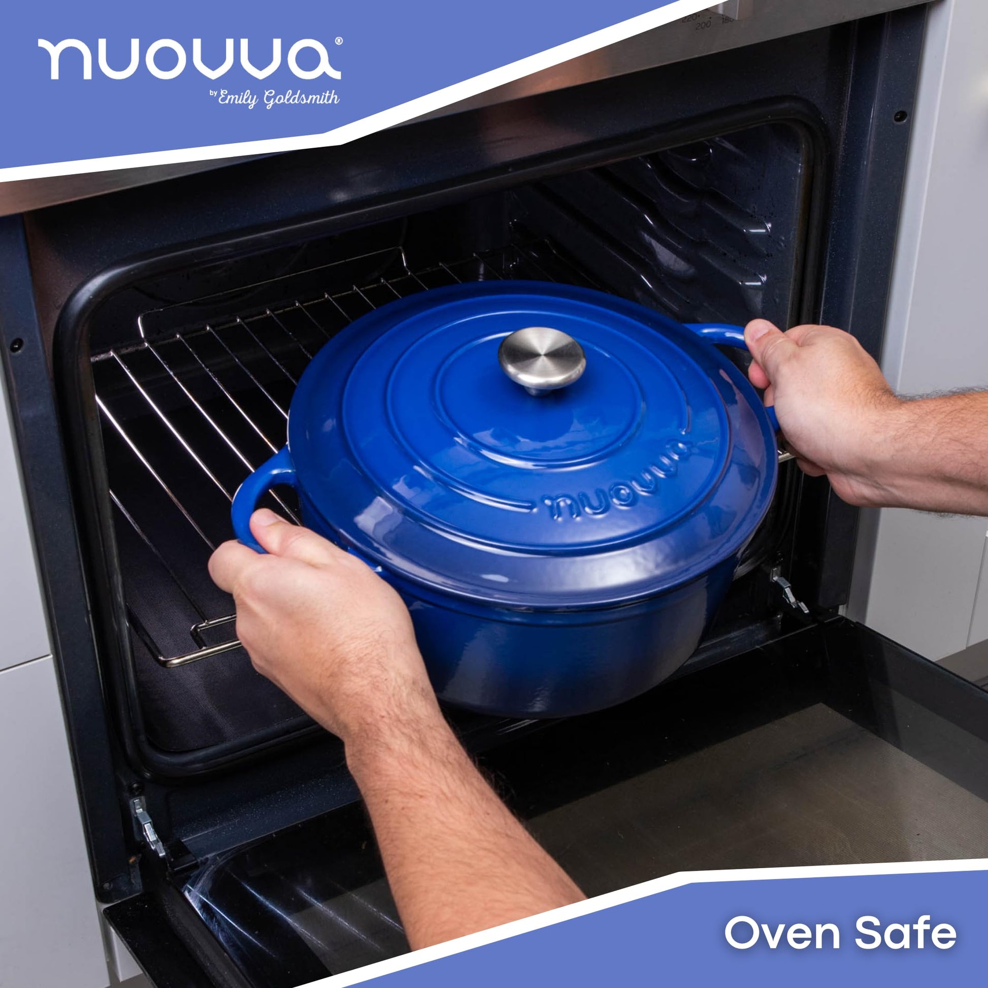 Nuovva - Olla holandesa de hierro fundido esmaltado con tapa - Cazuela de 7.3 cuartos de galón - Horno holandés de cerámica para hornear, asar, estofar y guisos, apto para horno hasta 500 °F - 30 cm