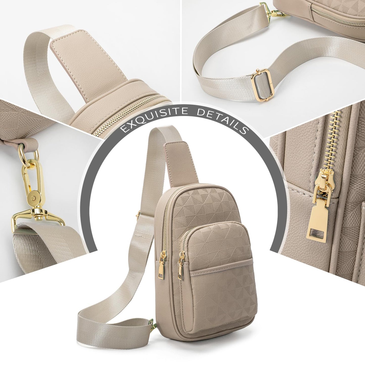 anck Riñonera bandolera para mujer, bolso bandolera para mujer, bolso pequeño en el pecho, riñonera a cuadros para mujer diseñador, 996-G-YH-Khaki, Estilo casual, moda relajada