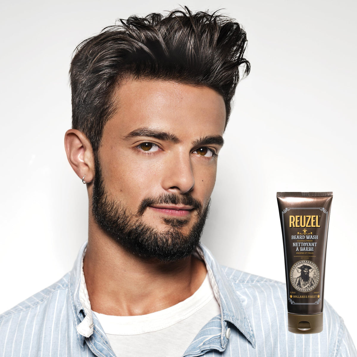 Reuzel Clean and Fresh Limpiador para Barba - Aroma Suave, cítrico y mentolado - Lava y acondiciona - Remueve Suavemente residuos - Hidrata - No obstruye los poros - Fórmula Vegana - 200 ml