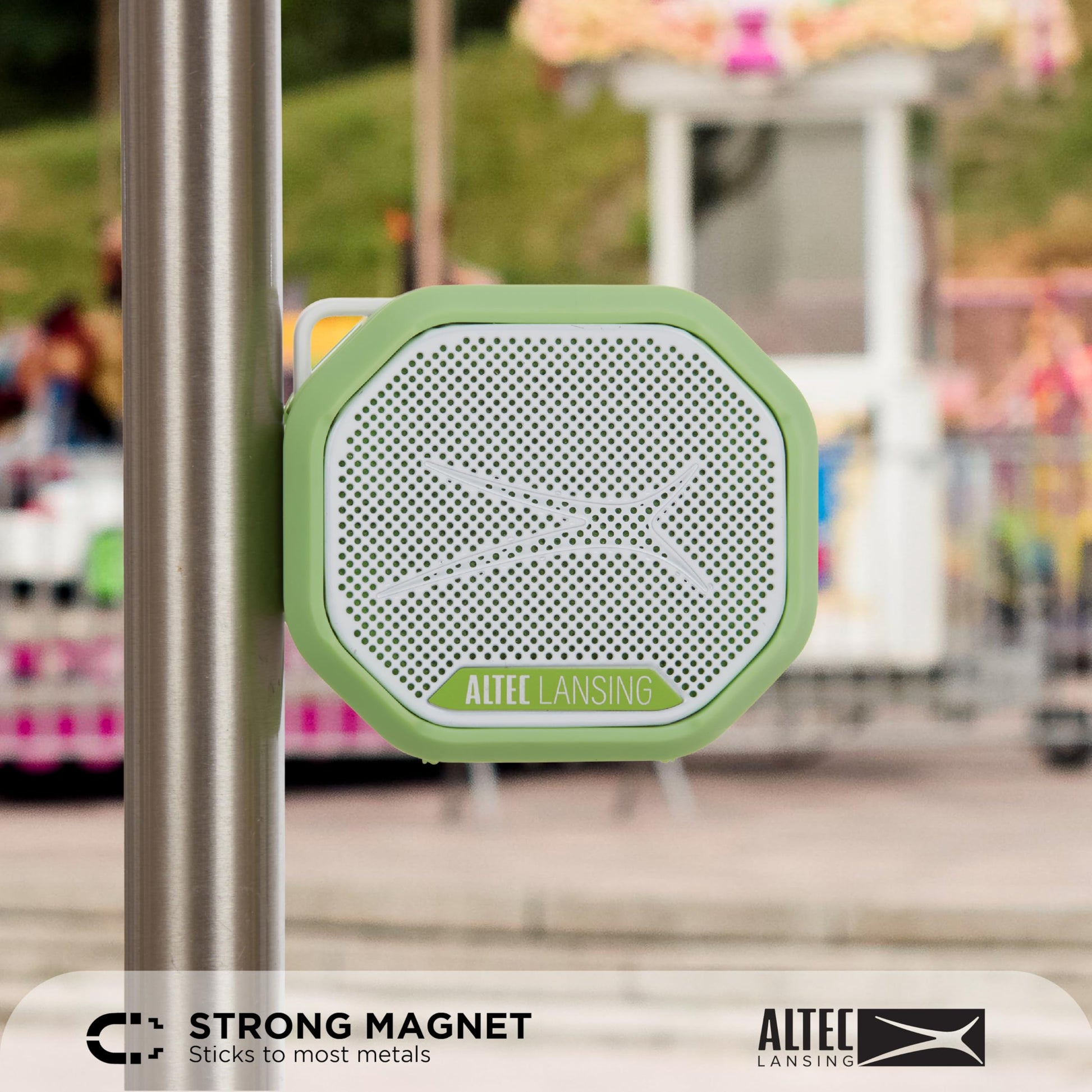 Altec Lansing HYDRATREK - Altavoz magnético Bluetooth, Impermeable IP67, Altavoz portátil, emparejamiento inalámbrico Verdadero, Carga rápida USB-C, batería de 3.7 V 400 mAh, Asistente de Voz,