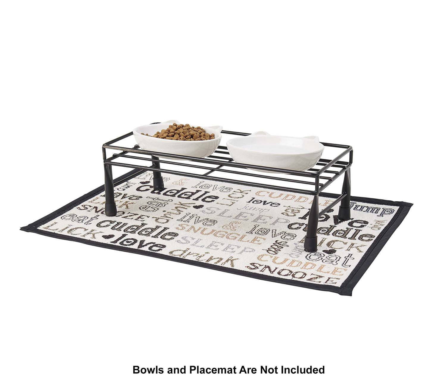Set de Comedero PetRageous Gizmo Negro con Marco de Acero para Perros y Gatos Pequeños y Medianos