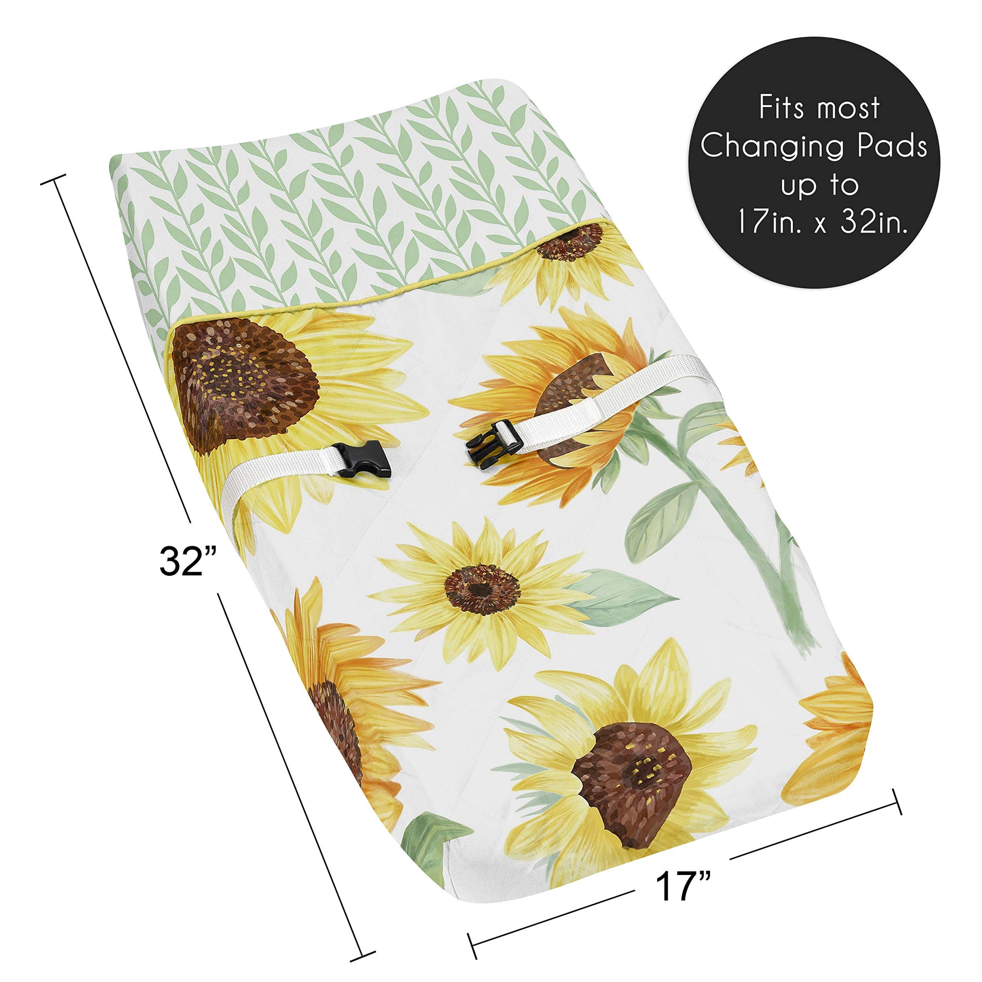 Funda para Cambiador Sweet Jojo Designs Amarillo Verde y Blanco con Diseño de Girasol