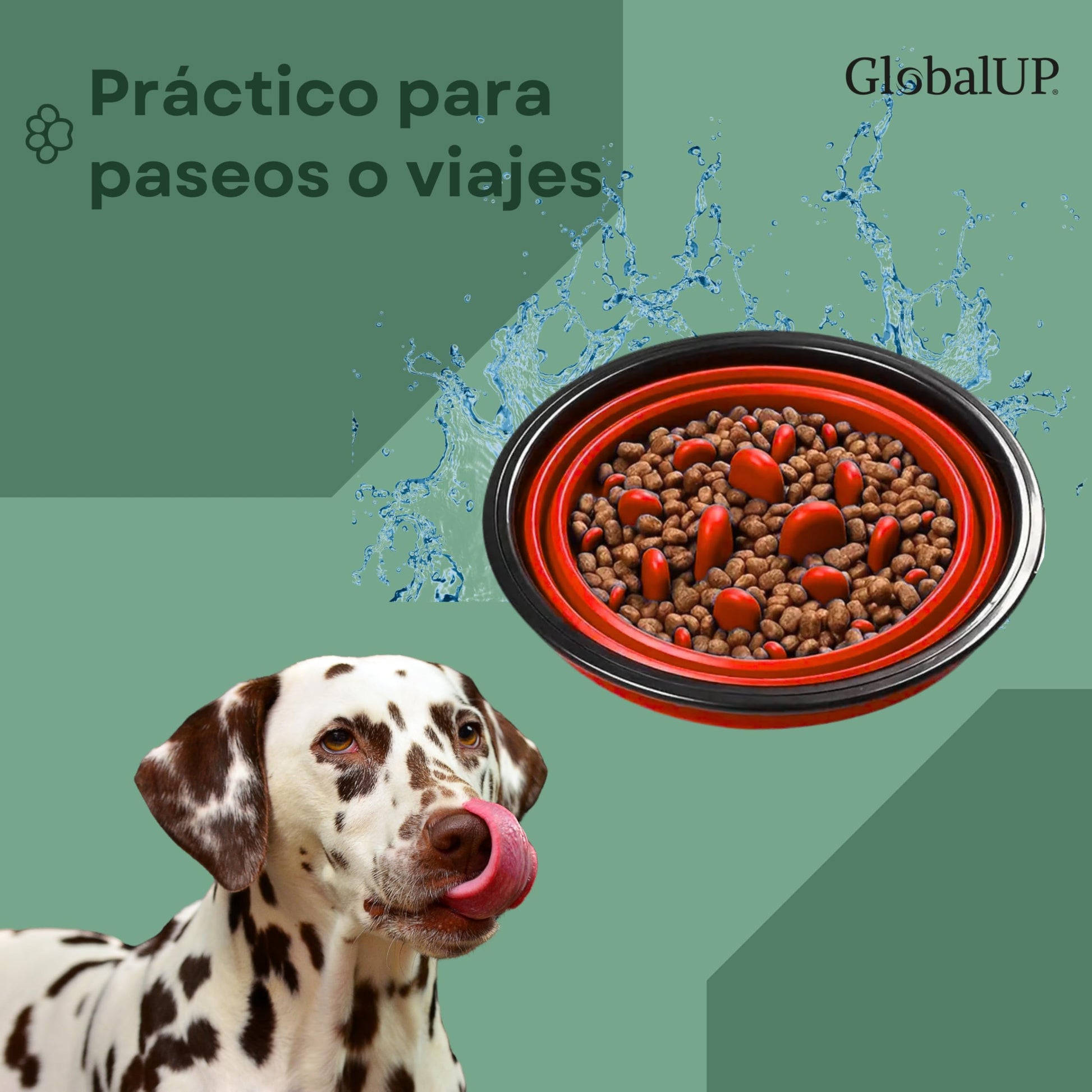 GlobalUP Plato para Perro, Bebedero para Perro. Contenedor para croquetas Plegable. Tazon para alimento y Agua para Mascotas retractil Gato y Perro, fácil de Limpiar. (Rojo, L/XL)