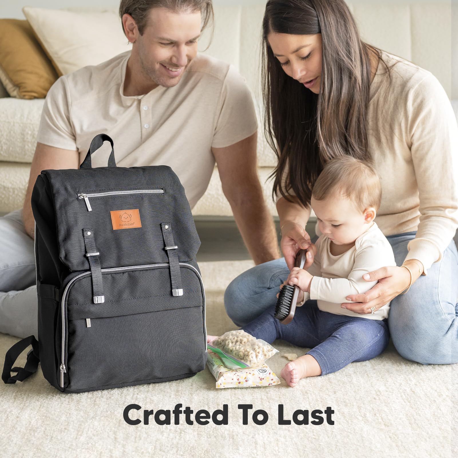 Mochila para paquete de pañale - Bolsos de viaje para bebés, impermeables y multifuncionales - Bolsos grandes para pañales - Durables y elegantes - Incluye colchoneta cambiadora (Trendy Black)