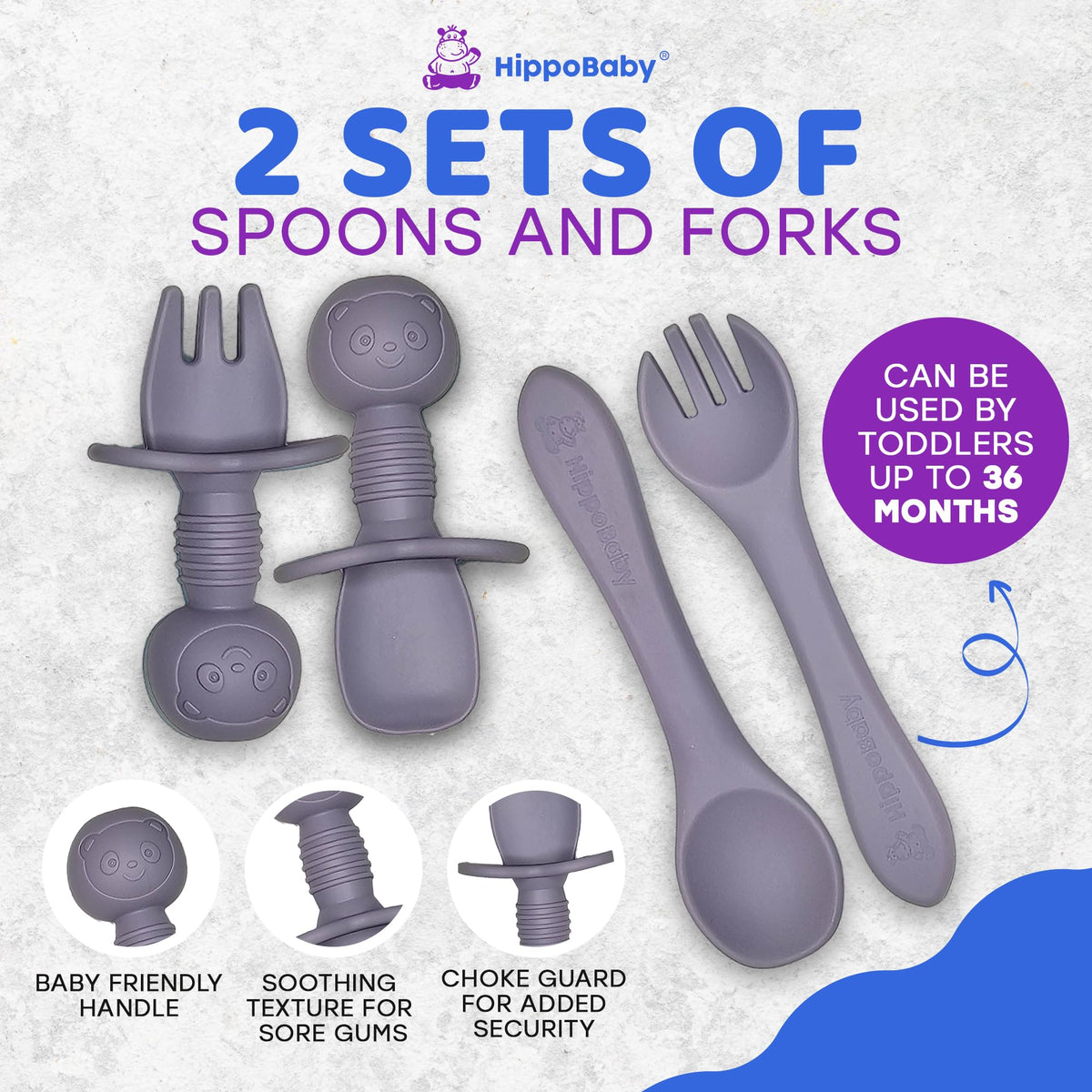 HippoBaby Suministros para Alimentación Guiada del Bebé | Juego de Alimentación de Silicona de 10 Piezas | Juego de Vajilla para Bebé y Niño Pequeño con Babero, Taza, Plato Dividido y Cuenco