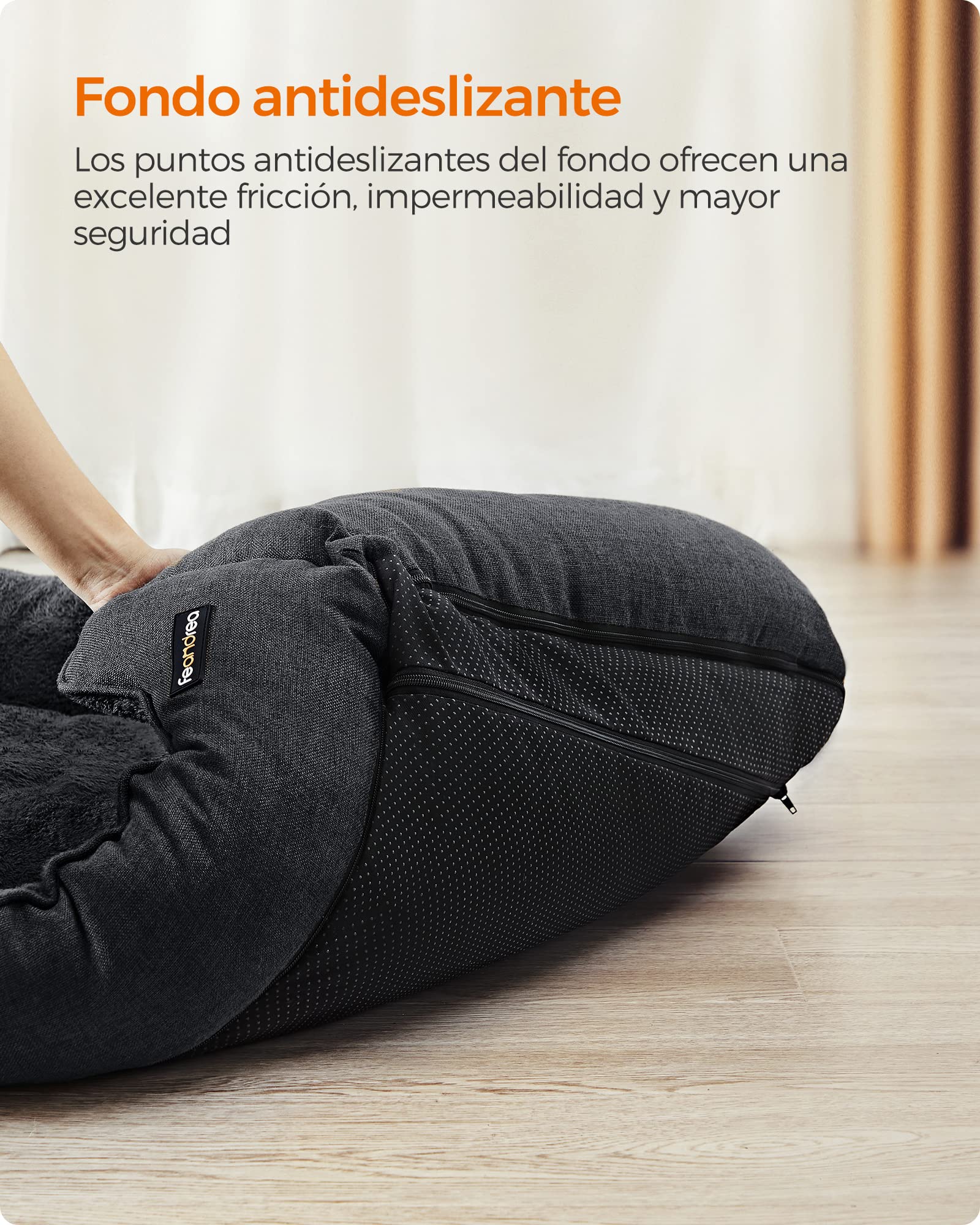 Feandrea Cama para Perros, Sofá para Mascotas, 110 x 75 x 27 cm, Bordes Elevados, XL, para Perros Grandes, Gris Oscuro MPGW012G01