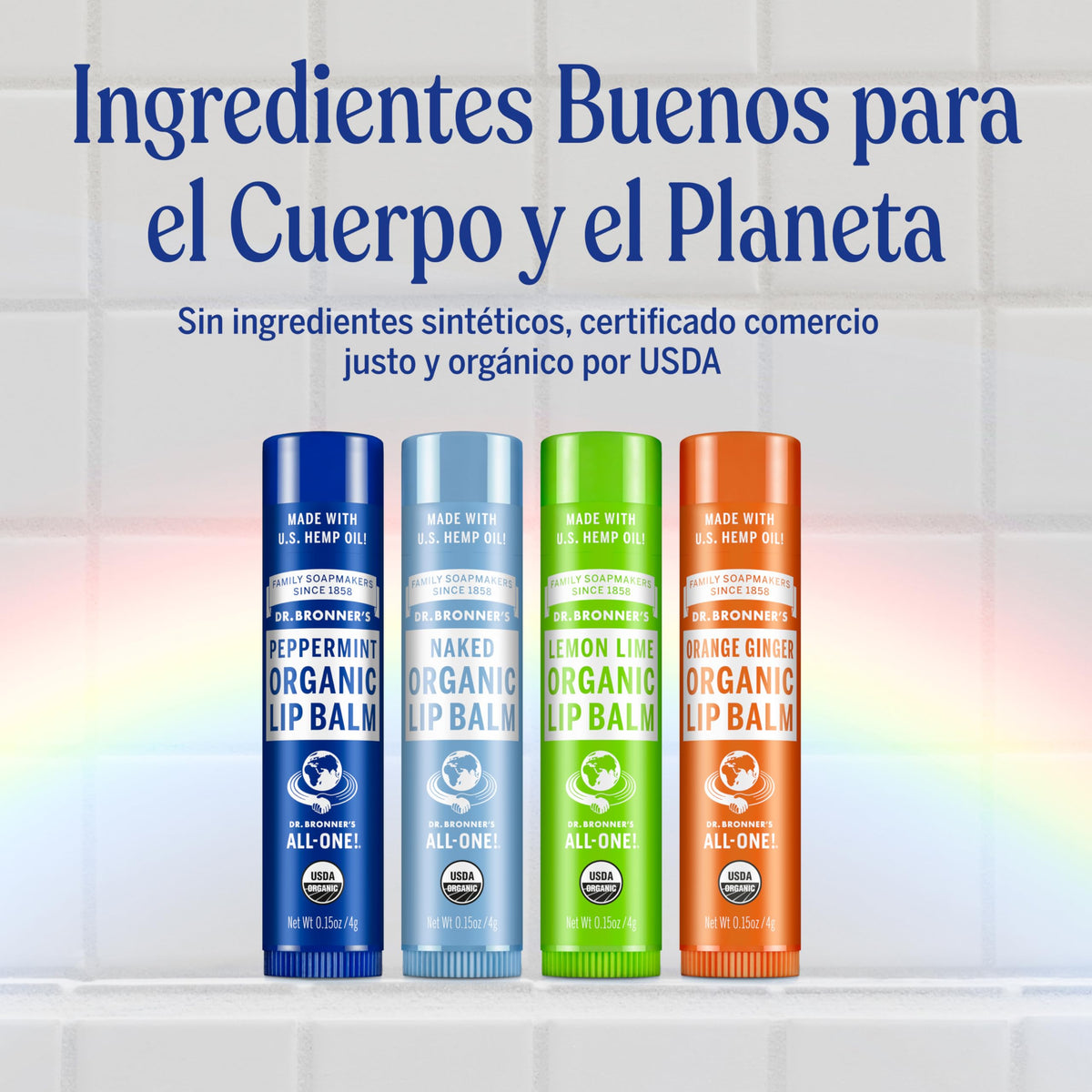 Dr. Bronner's | Bálsamo labial orgánico hidratante y reparador, con aceites esenciales - Lima Limón, 4 g (6 Pack)