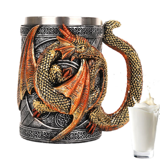 Taza de Cerveza Hecha a Mano Dragón Medieval Acero para Celebraciones
