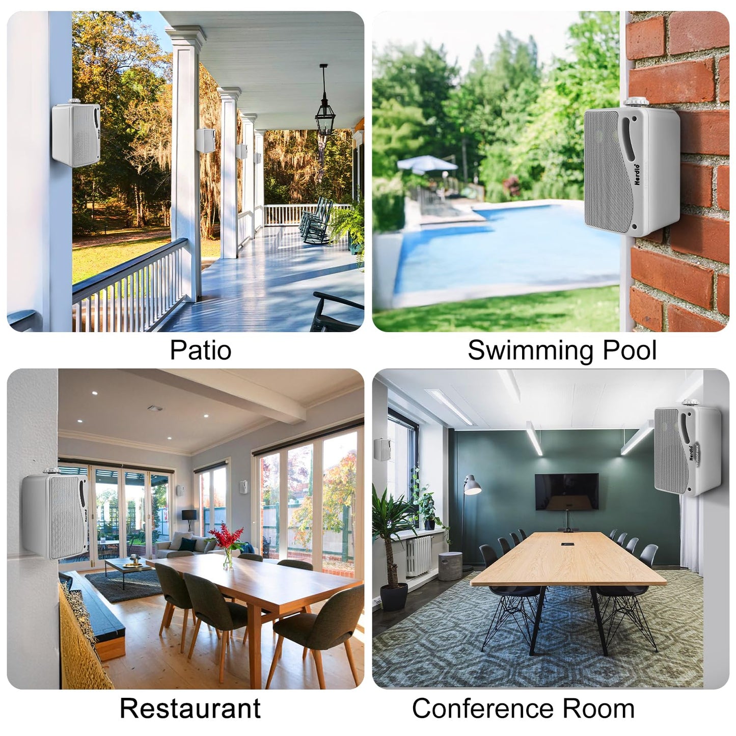 Herdio - Altavoces pasivos para exteriores de 3.5 pulgadas con cable, impermeables, para montaje en pared con sonido superior de 400 W, durabilidad para todo tipo de clima, para el hogar, patio