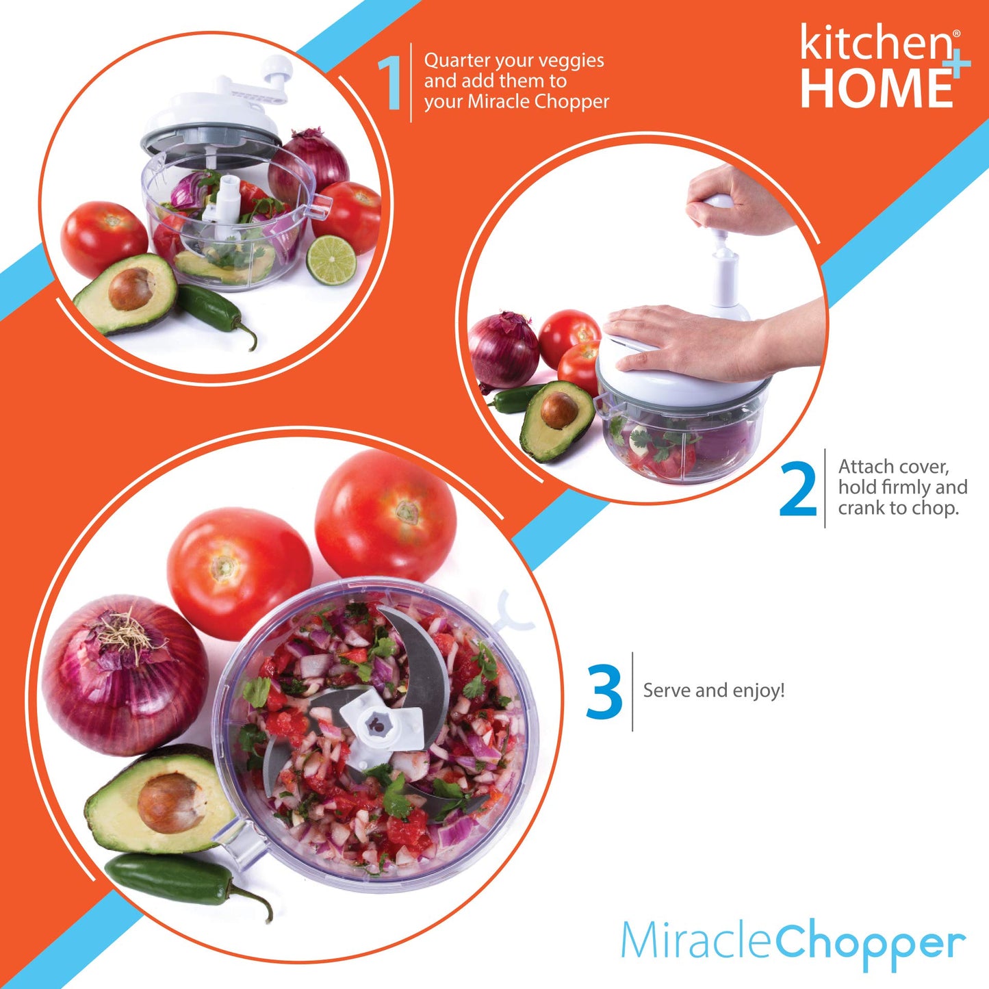Procesador de Alimentos Miracle Chopper con Separador de Clara de Huevo Incorporado