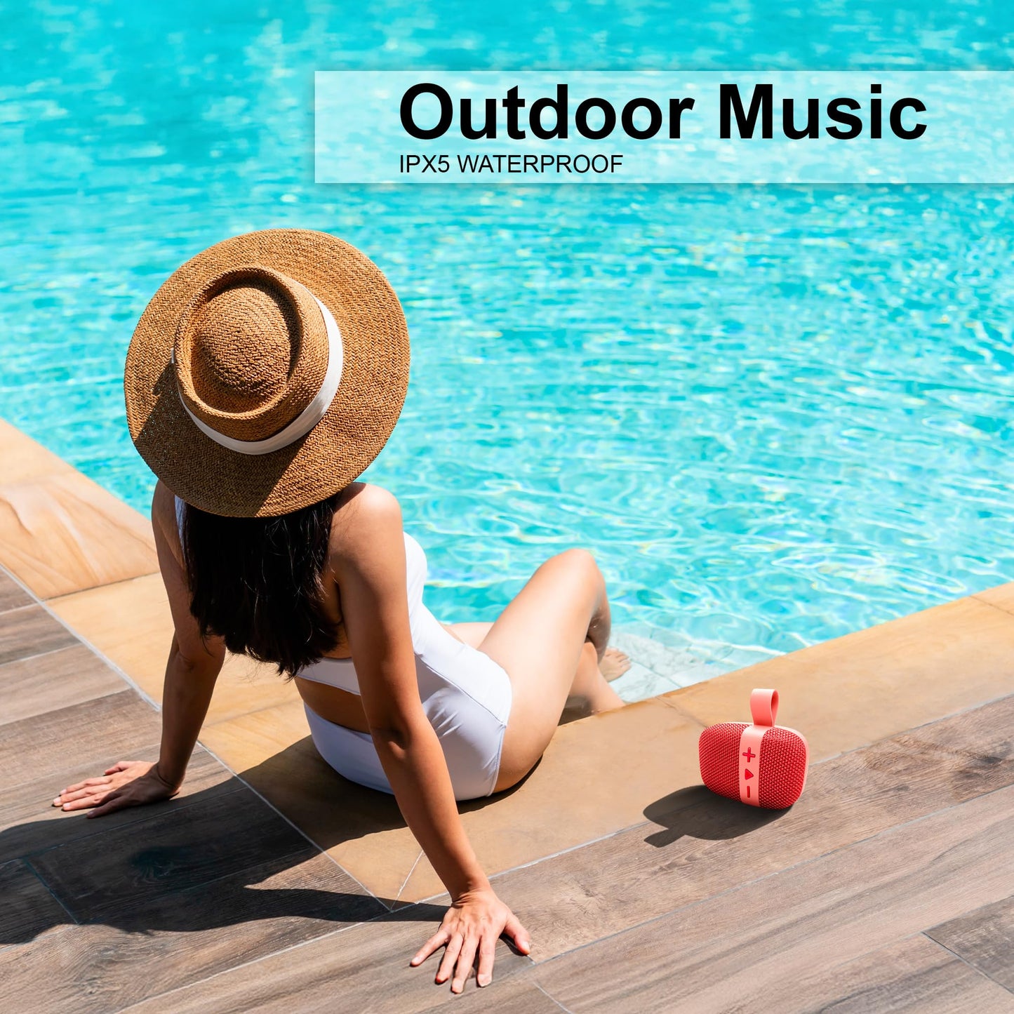 Fisher - Altavoz portátil Bluetooth con clip, IPX5 impermeable con clip, 10 W de potencia máxima Bluetooth estéreo con sonido HD, tiempo de reproducción 6H, BT 5.3, radio FM, electrónica inalámbrica