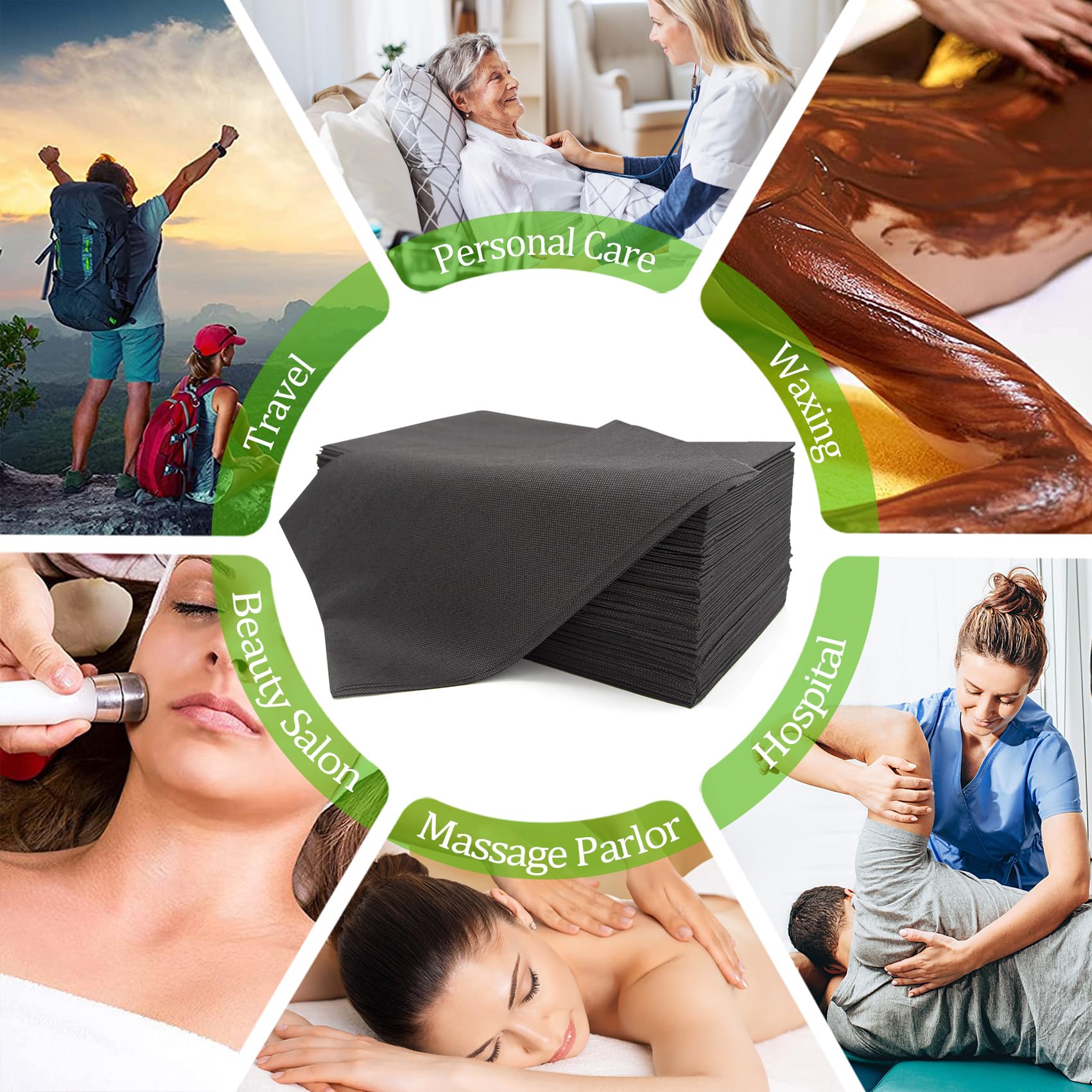 Sábanas Desechables Tvvcalk Negras Grandes Transpirables para Masajes y Salón de Belleza