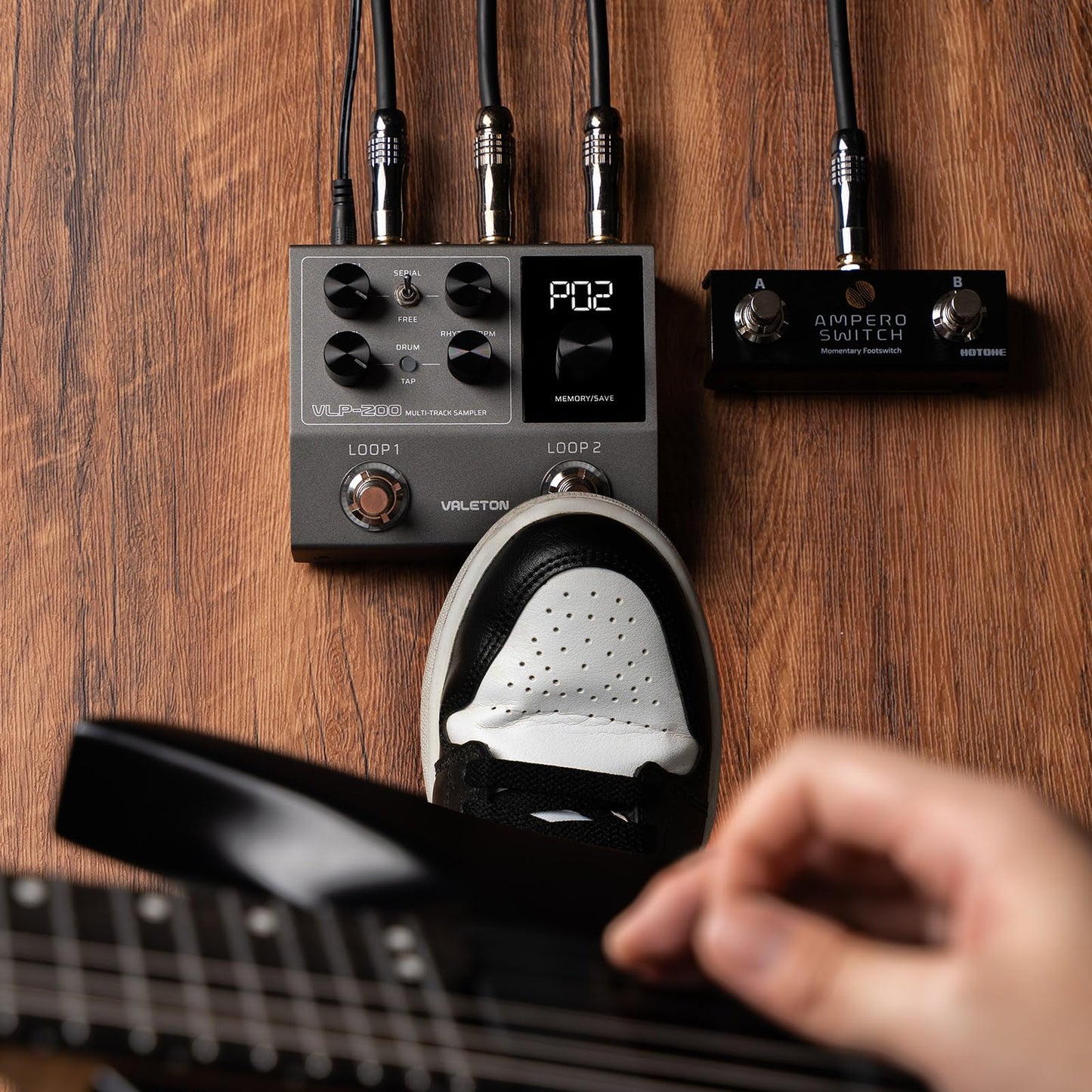 VALETON Looper - Pedal de doble pista estéreo para guitarra, bajo, teclado, máquina de batería de voz, 99 espacios de almacenamiento de proyectos, soporte de software VLP-200 (incluido 1 cable TS