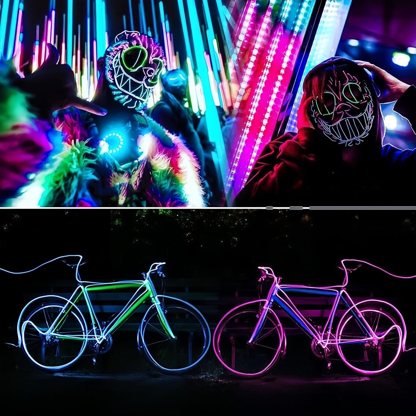Cable de luz de neón EL de 19,6 ft/6 m, tira de luz LED con 3 modos de iluminación, IP65 resistente al agua, tira led neon cortable para Navidad,decoración bricolaje, fiesta y decoración del hogar