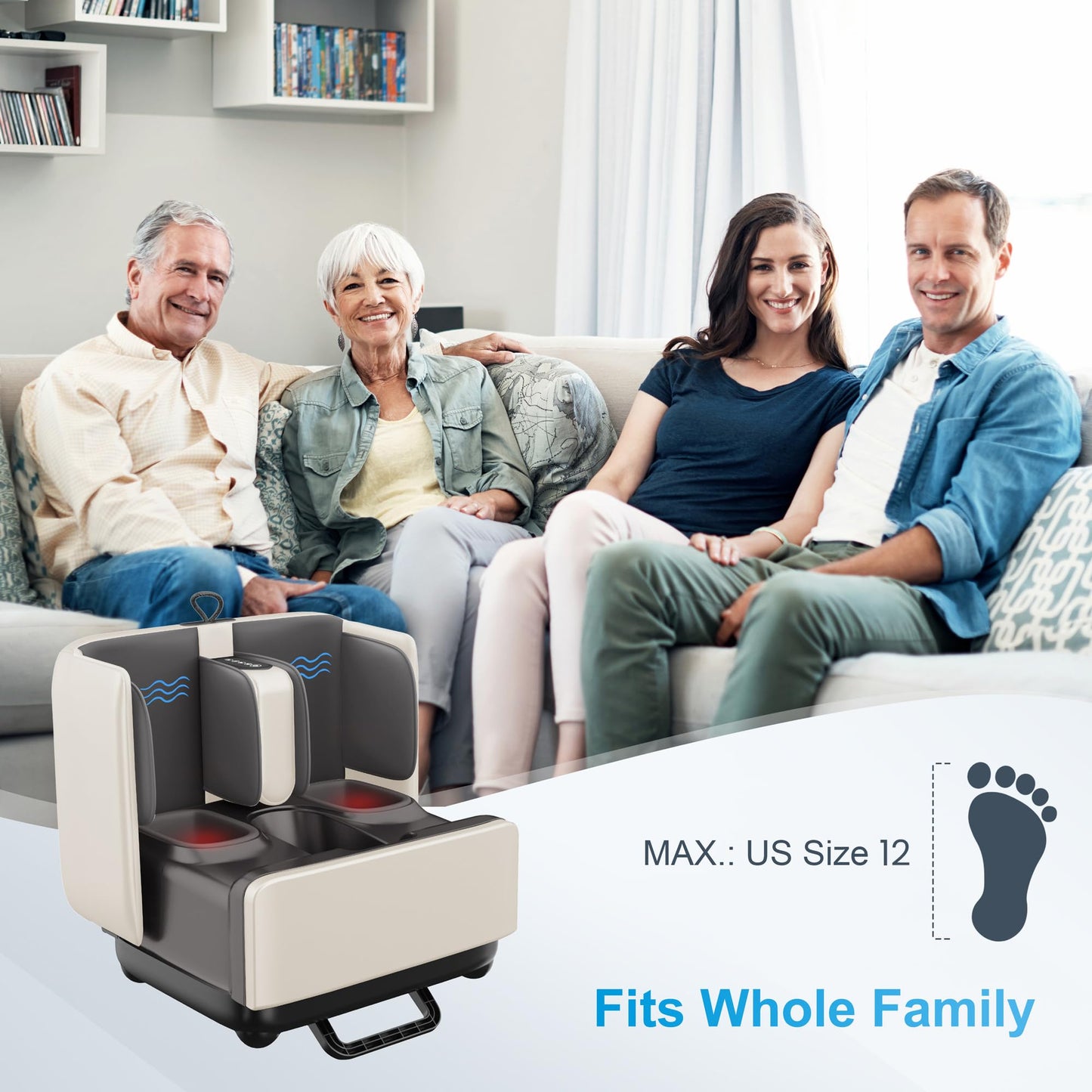 COMFIER Masajeador de pies Shiatsu 2 en 1 y reposapiés, masajeador de pies y pantorrillas con control de aplicación, masajeador de pies con calefacción, masajeador de pantorrillas para aliviar el dol
