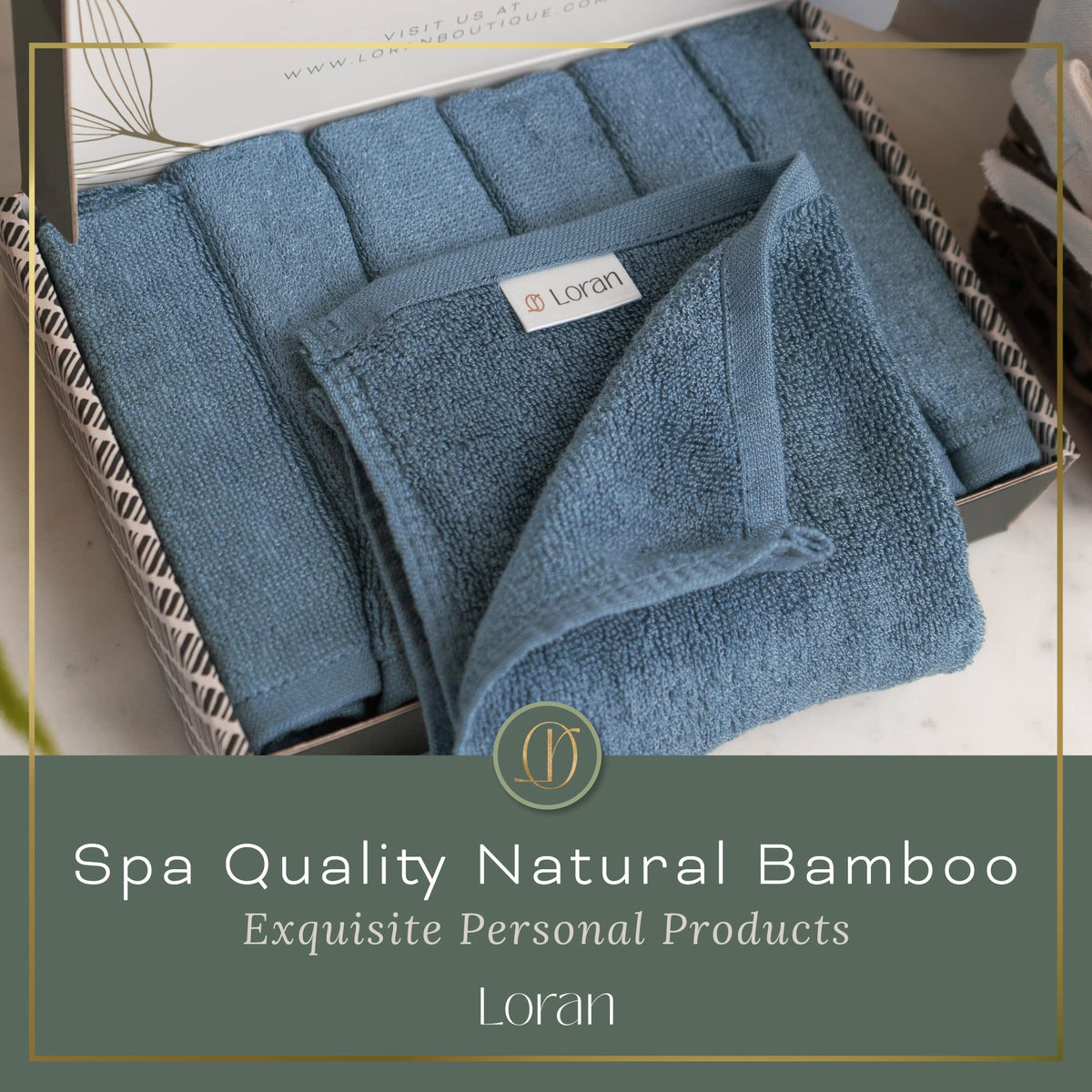 Loran Luxury Bamboo Viscose - Juego de 6 paños suaves, aspecto y sensación de spa, lujoso paño de viscosa de bambú sedoso para la limpieza de la piel, 10 x 10 pulgadas, paño de marea