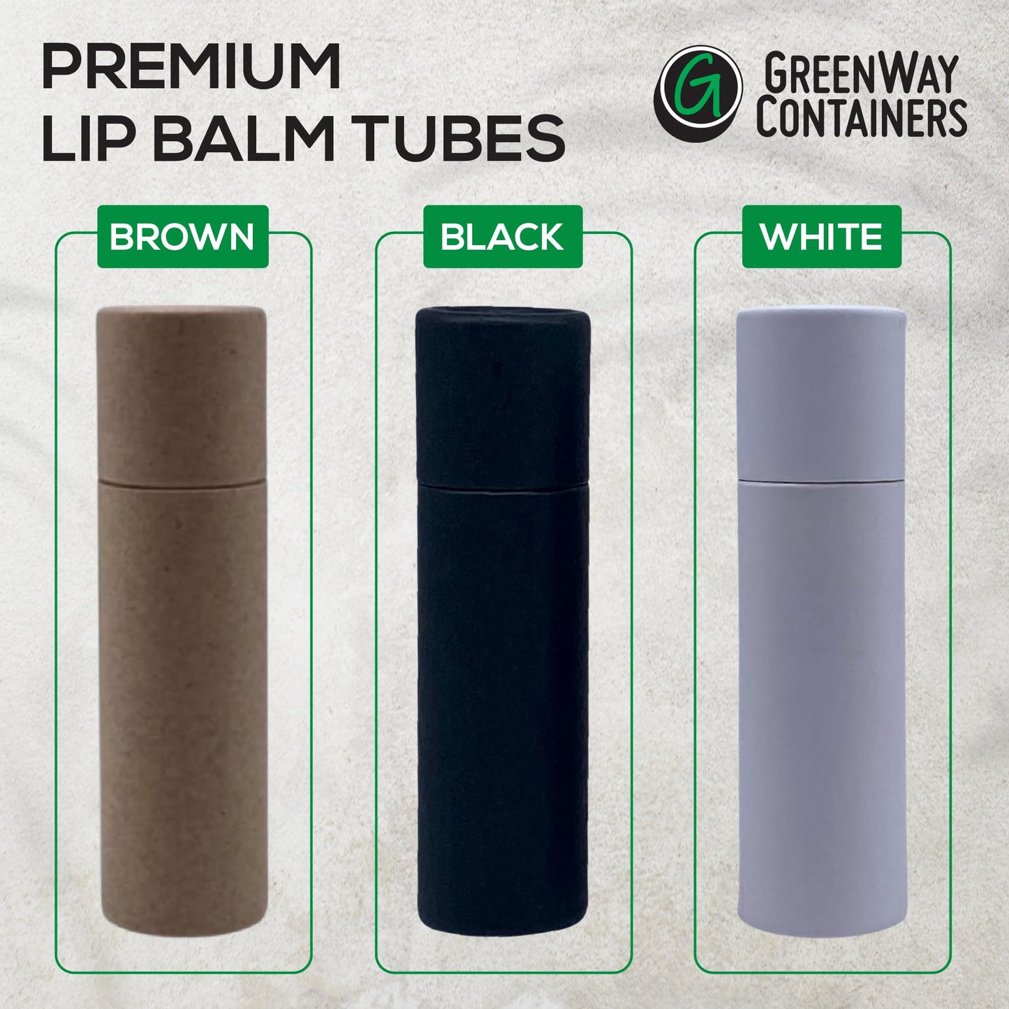 GreenWay - Tubos de bálsamo labial de cartón kraft de 8,5 g con tapas, paquete de 25 tubos de brillo labial recargables para bricolaje, recipientes de bálsamo labial, tubos de soporte vacíos, color blanco