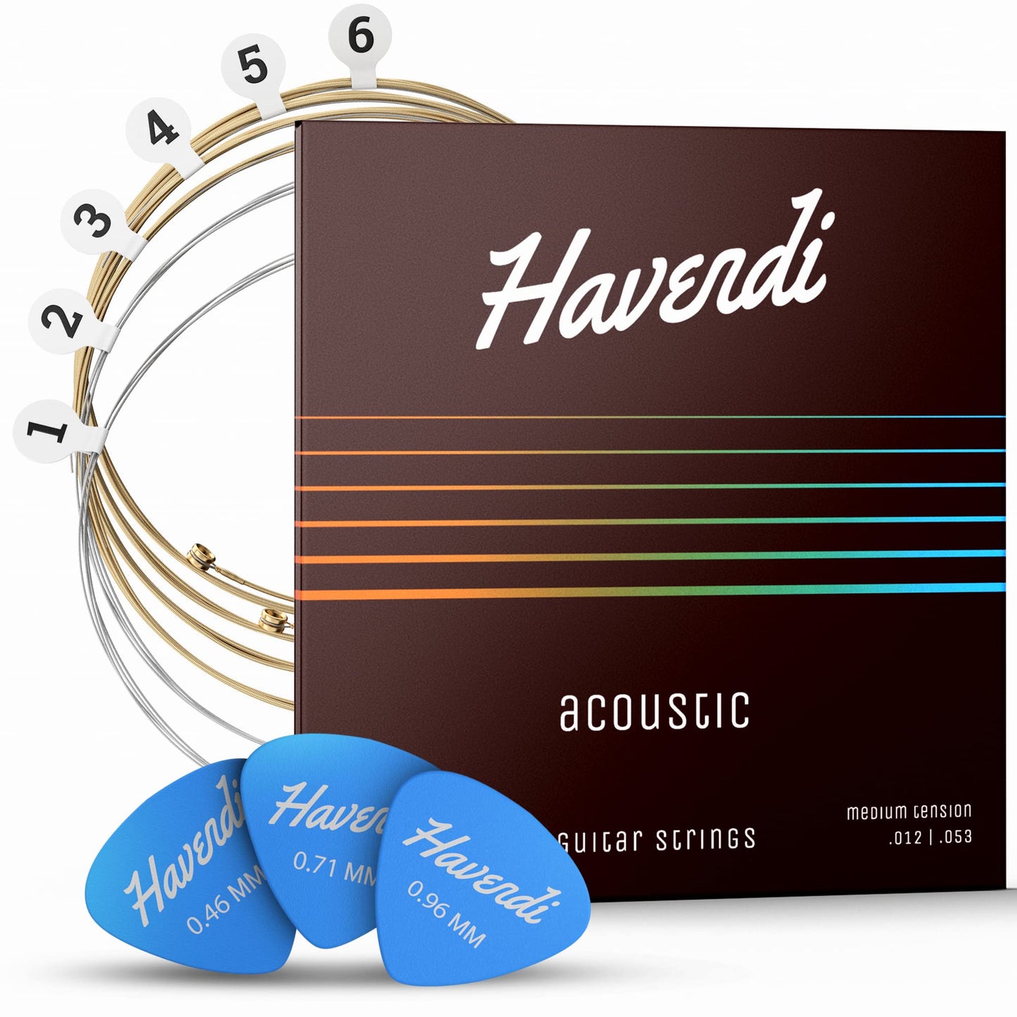HAVENDI® Cuerdas de guitarra I Cuerdas de guitarra acústica con revestimiento de bronce fosforado I Brilliant Sound Quality I Incluye 3 púas..