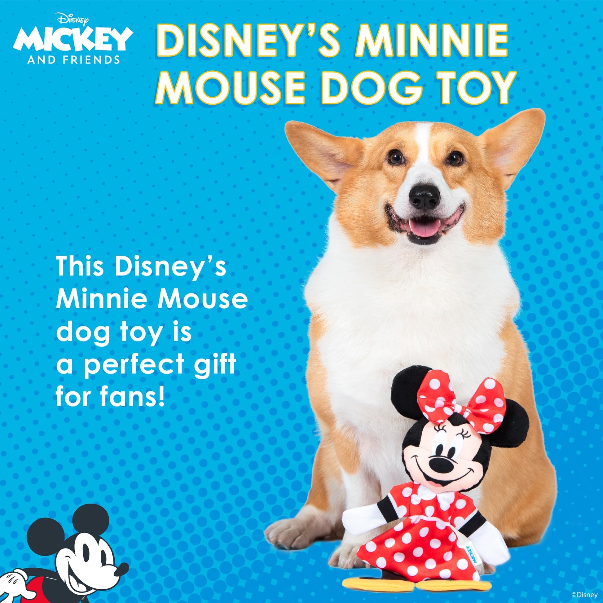 Disney for Pets Minnie Mouse - Peluche chirriante con Flattie Arrugado Cuerpo Perro Juguete de 12 Pulgadas | Juguetes para Perros Disney | Juguete chirriante de Felpa para Perros Inspirado en Minnie